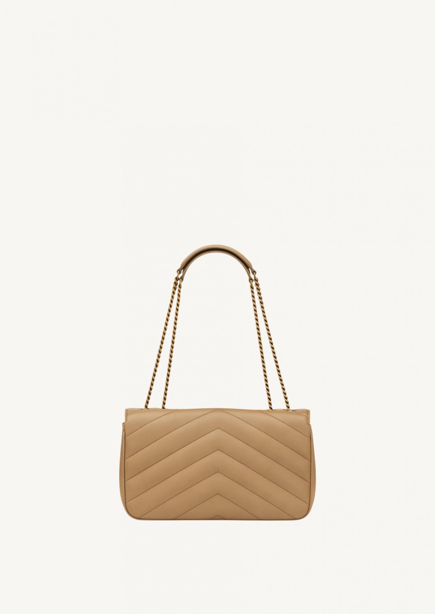 Loulou medium en cuir matelassé beige et or