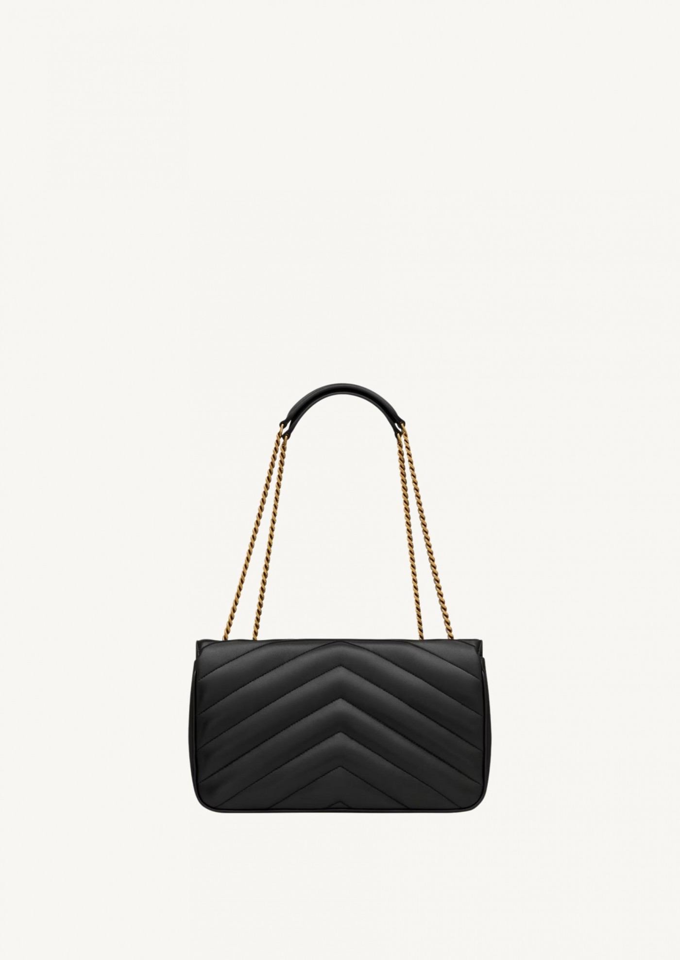 Loulou medium en cuir matelassé noir et or
