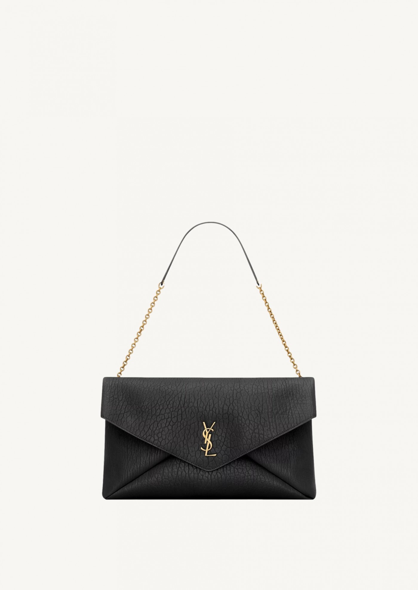 Cassandre XXL chain clutch bag in lambskin leather in black