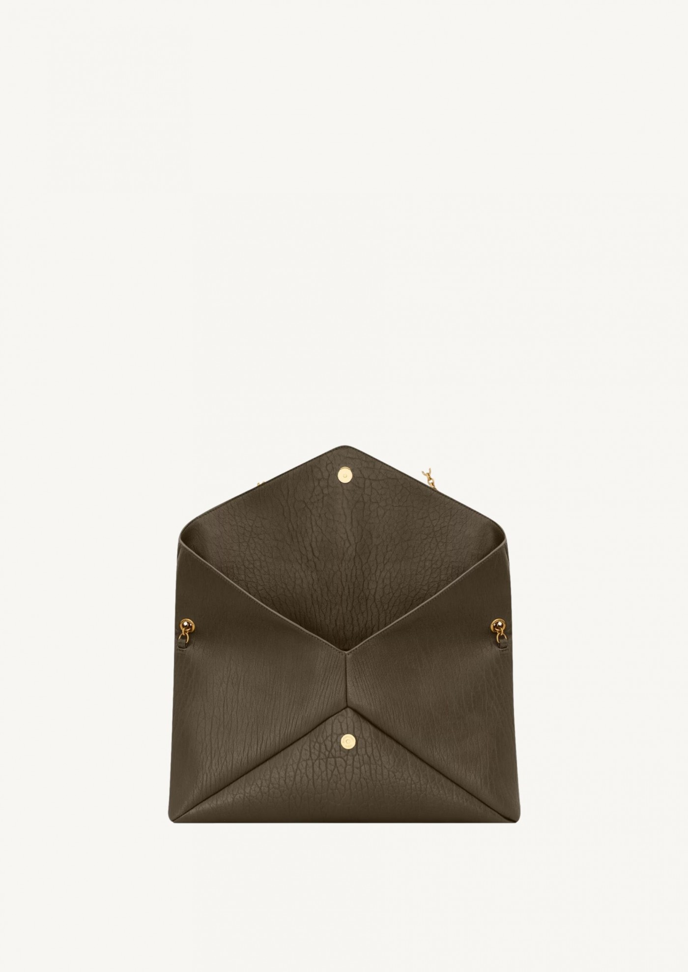 Cassandre XXL chain clutch bag in lambskin leather in kaki Saint Laurent