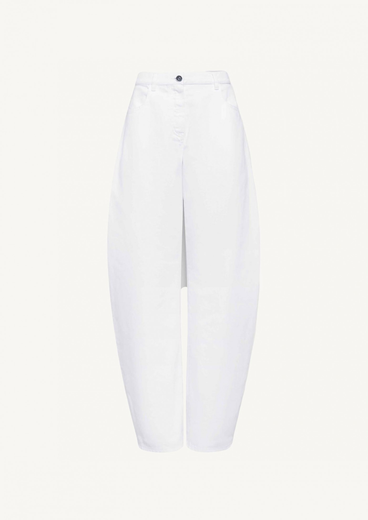 White low-rise round jeans