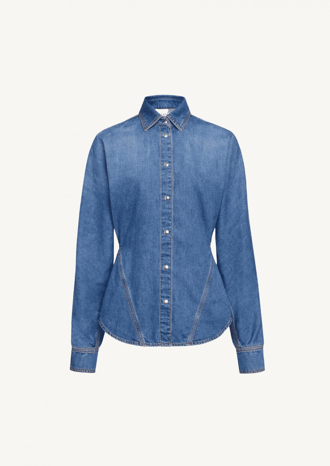 Round denim shirt