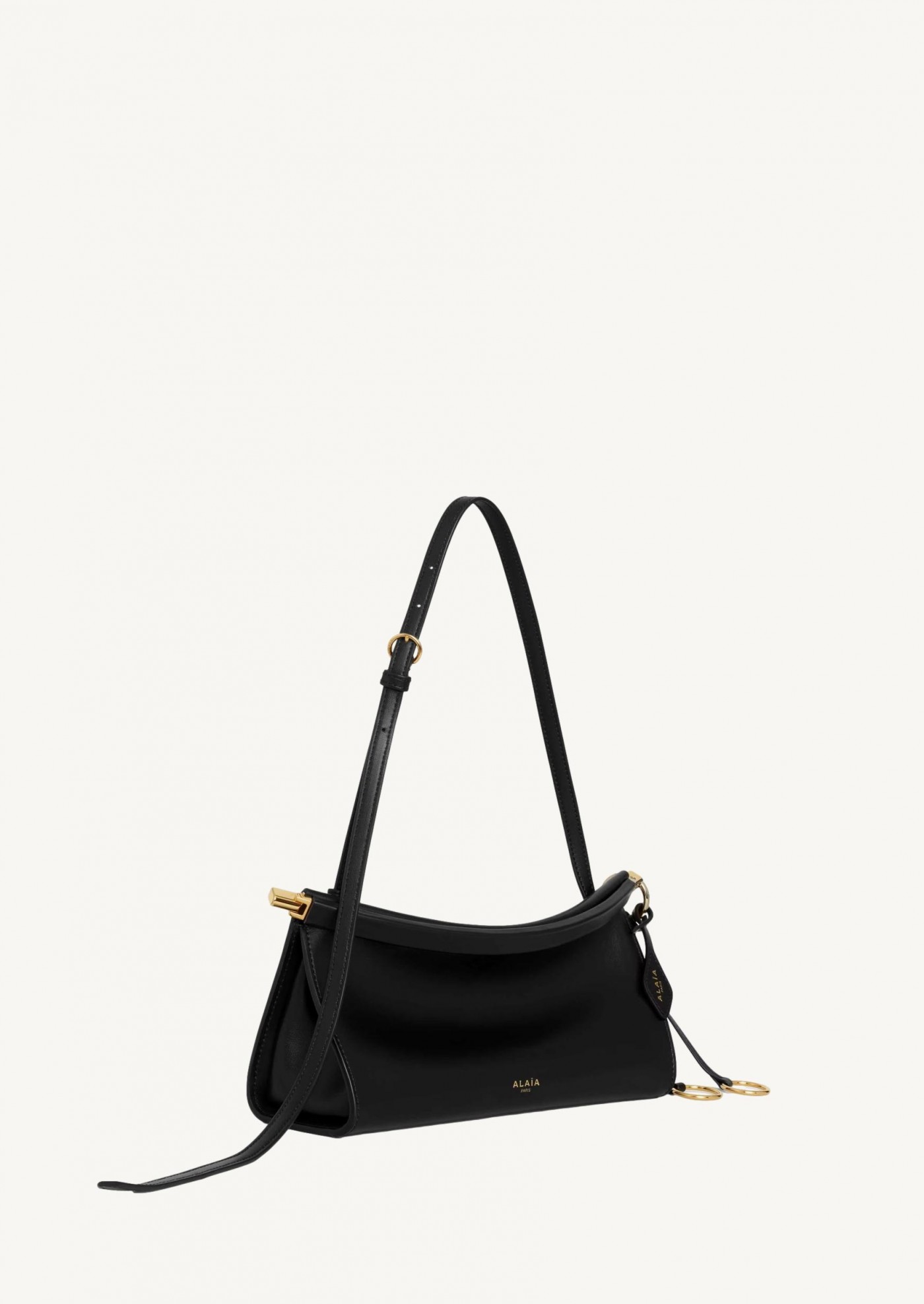 Le click East West petit en cuir noir Alaïa