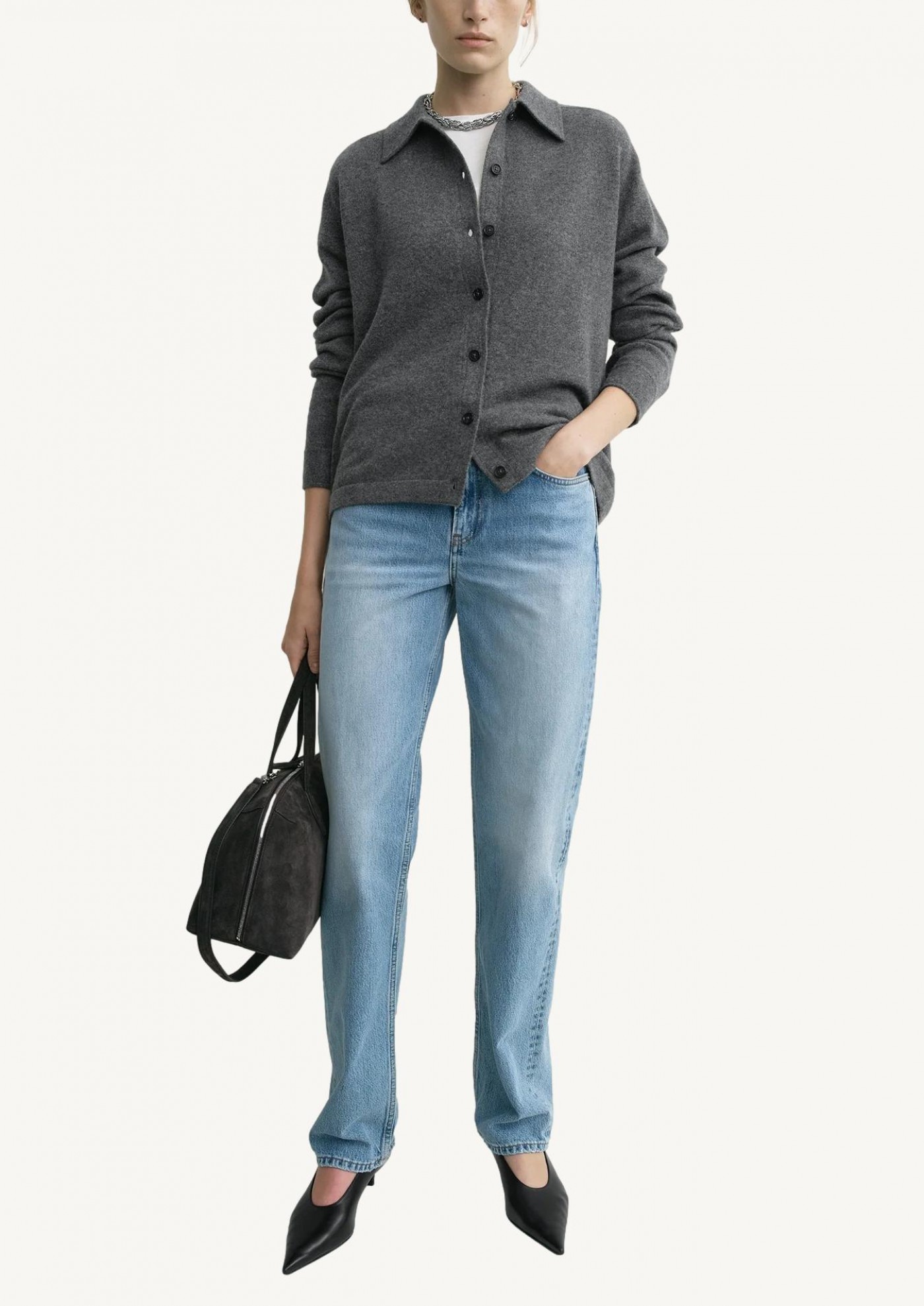Cardigan en cachemire gris foncé