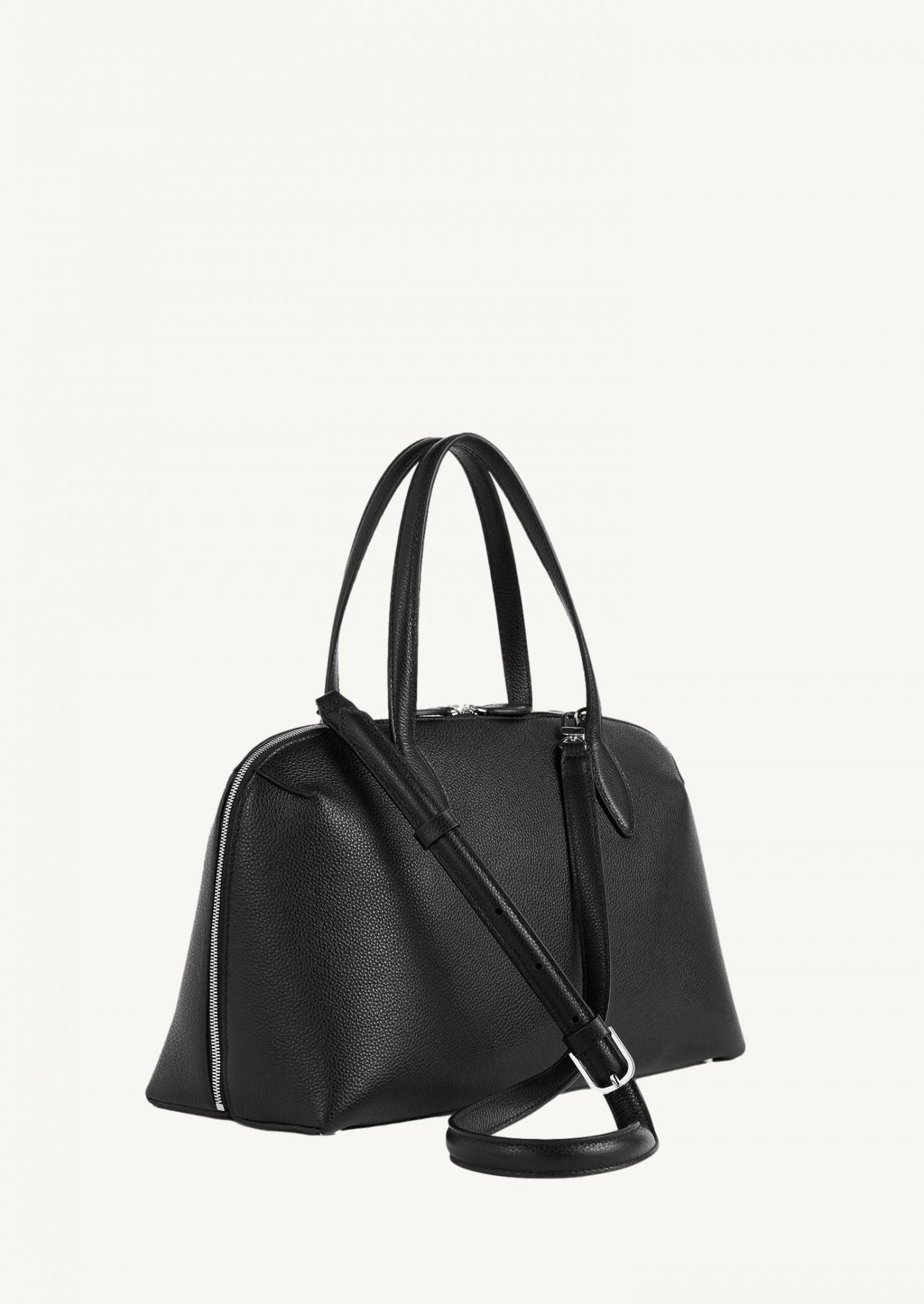 Sac fourre-tout moyen en cuir grainé noir