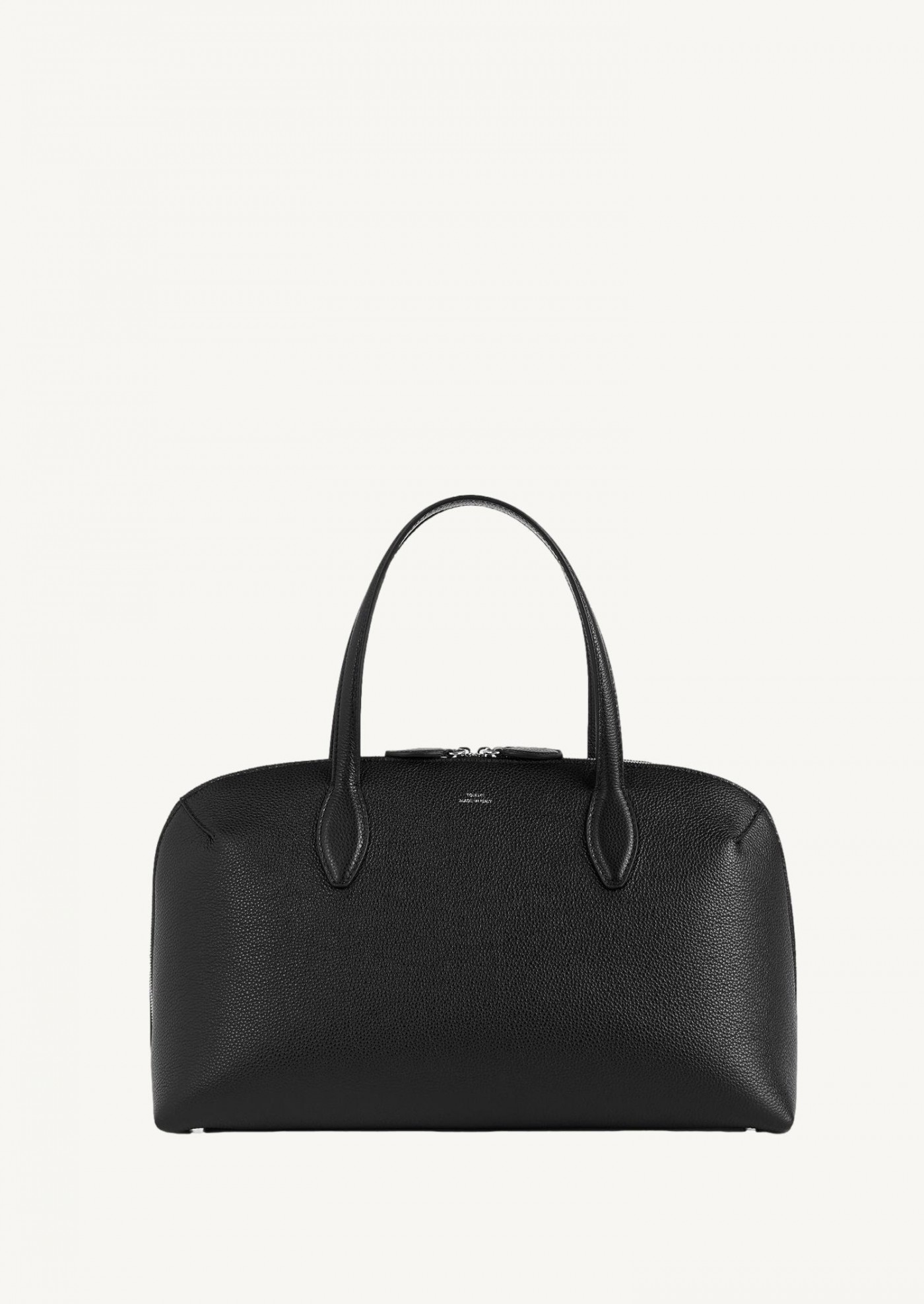 Medium grained-leather day tote black