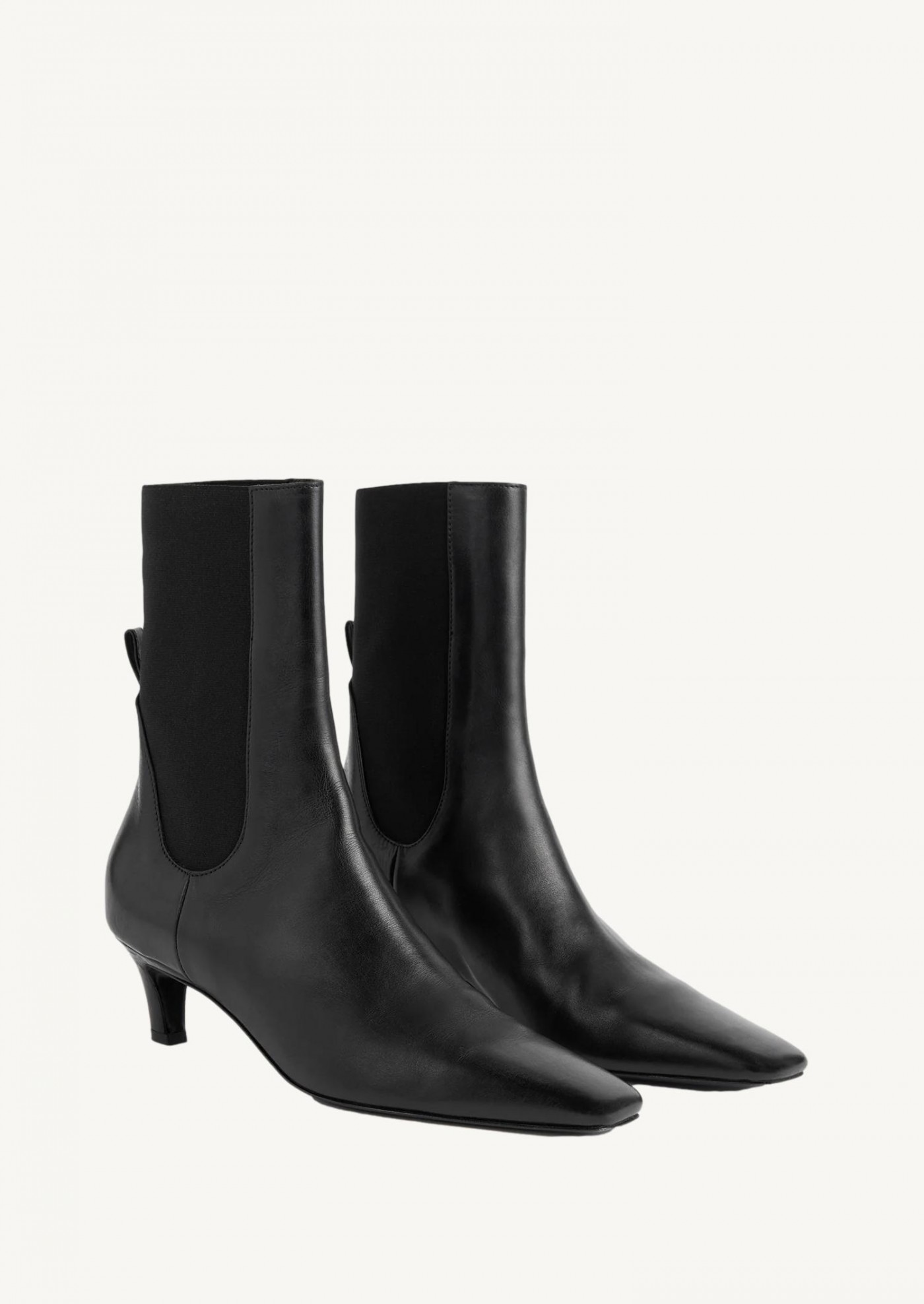 Leather mid-heel boots black