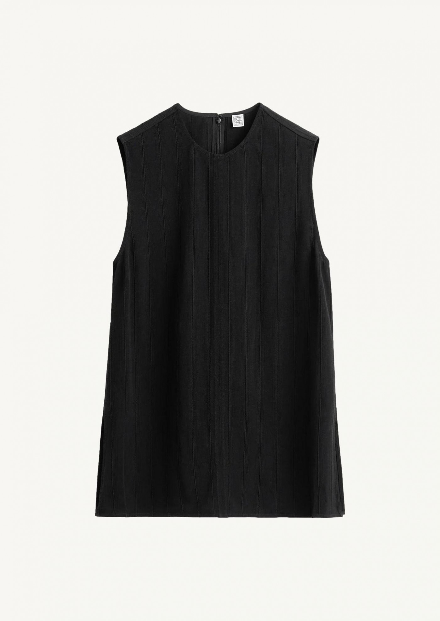 Woven stripe top black