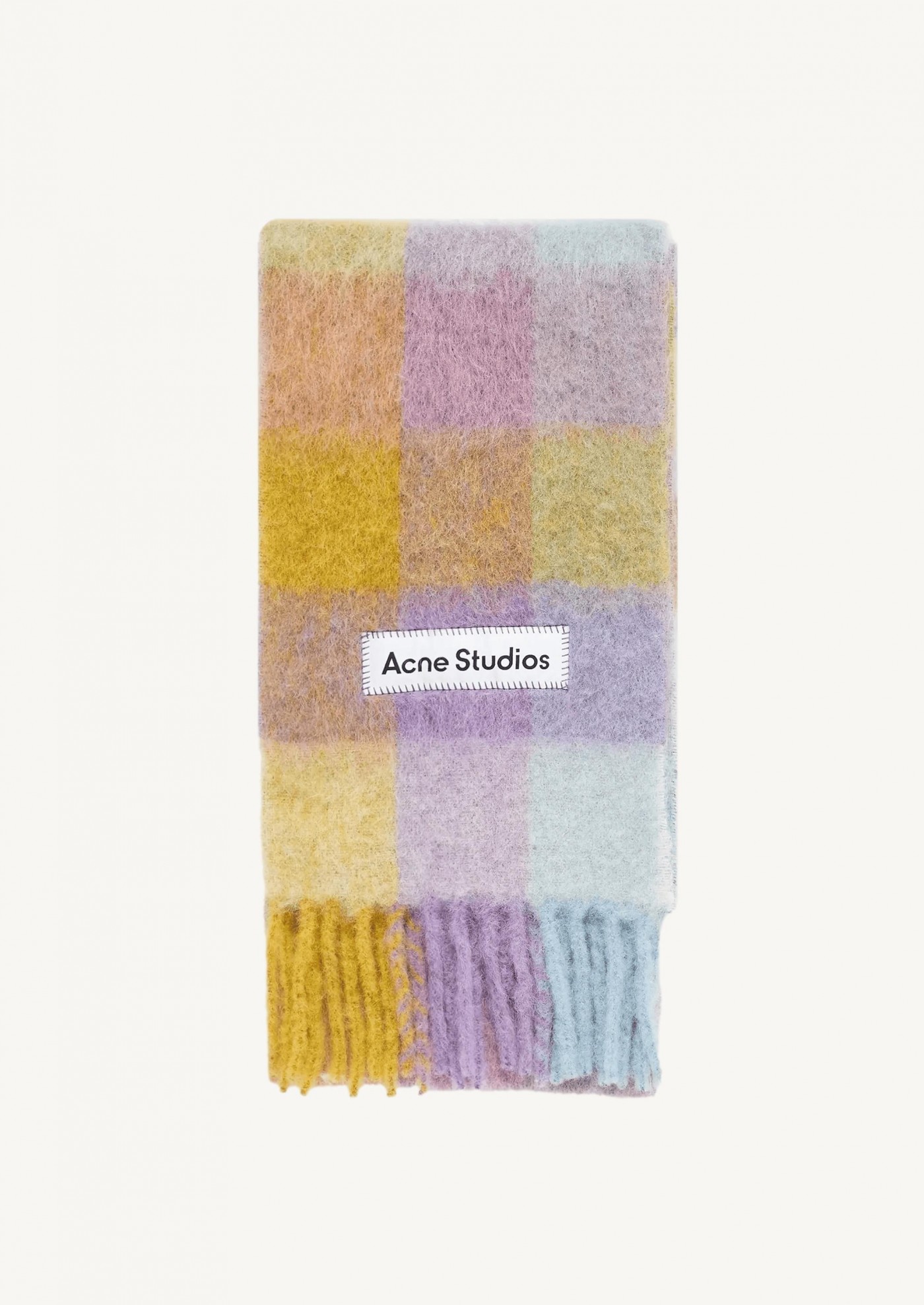 Purple mohair checked scarf