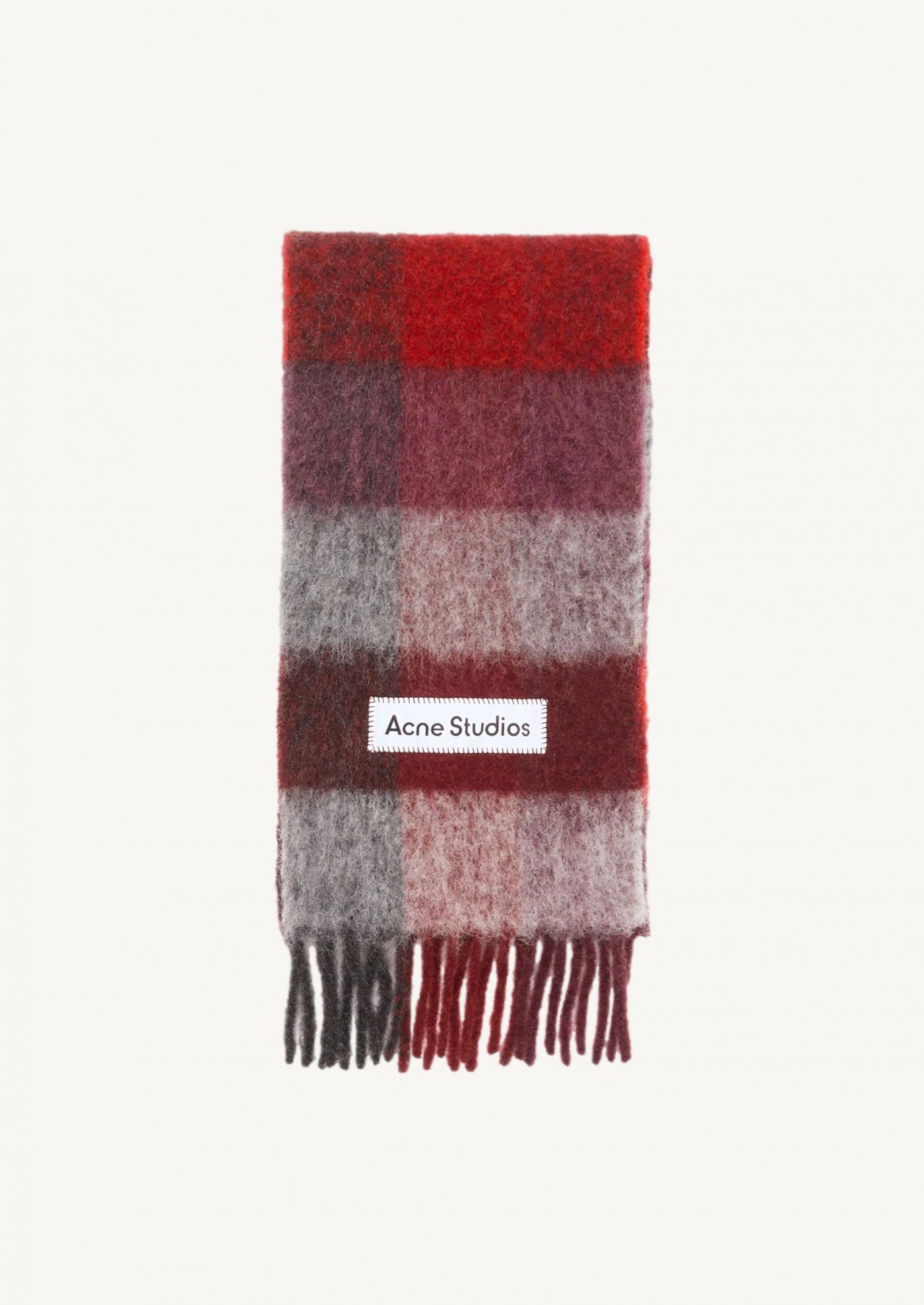 Red and black mohair checked scarf