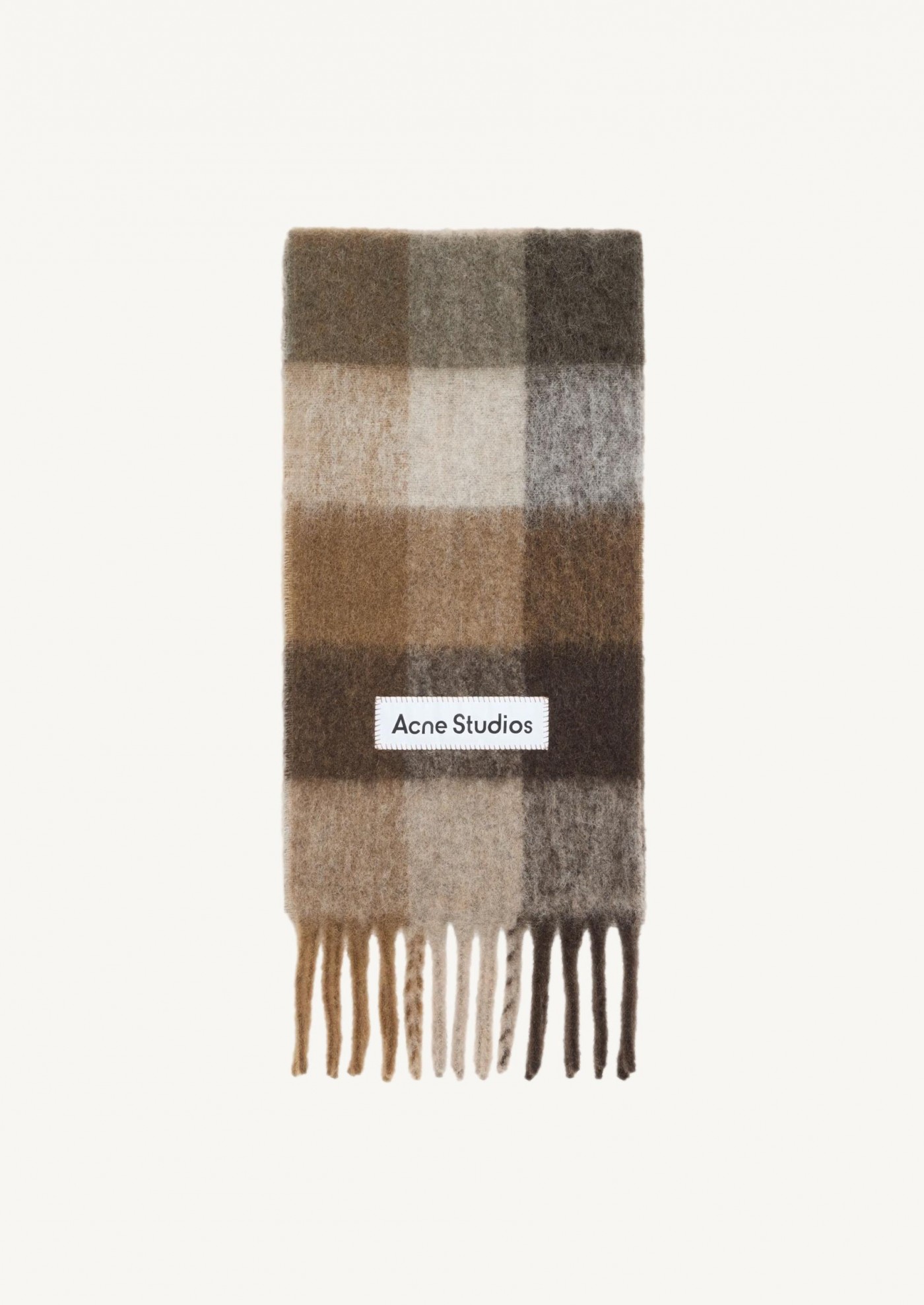 Dark brown and white mohair checked scarf