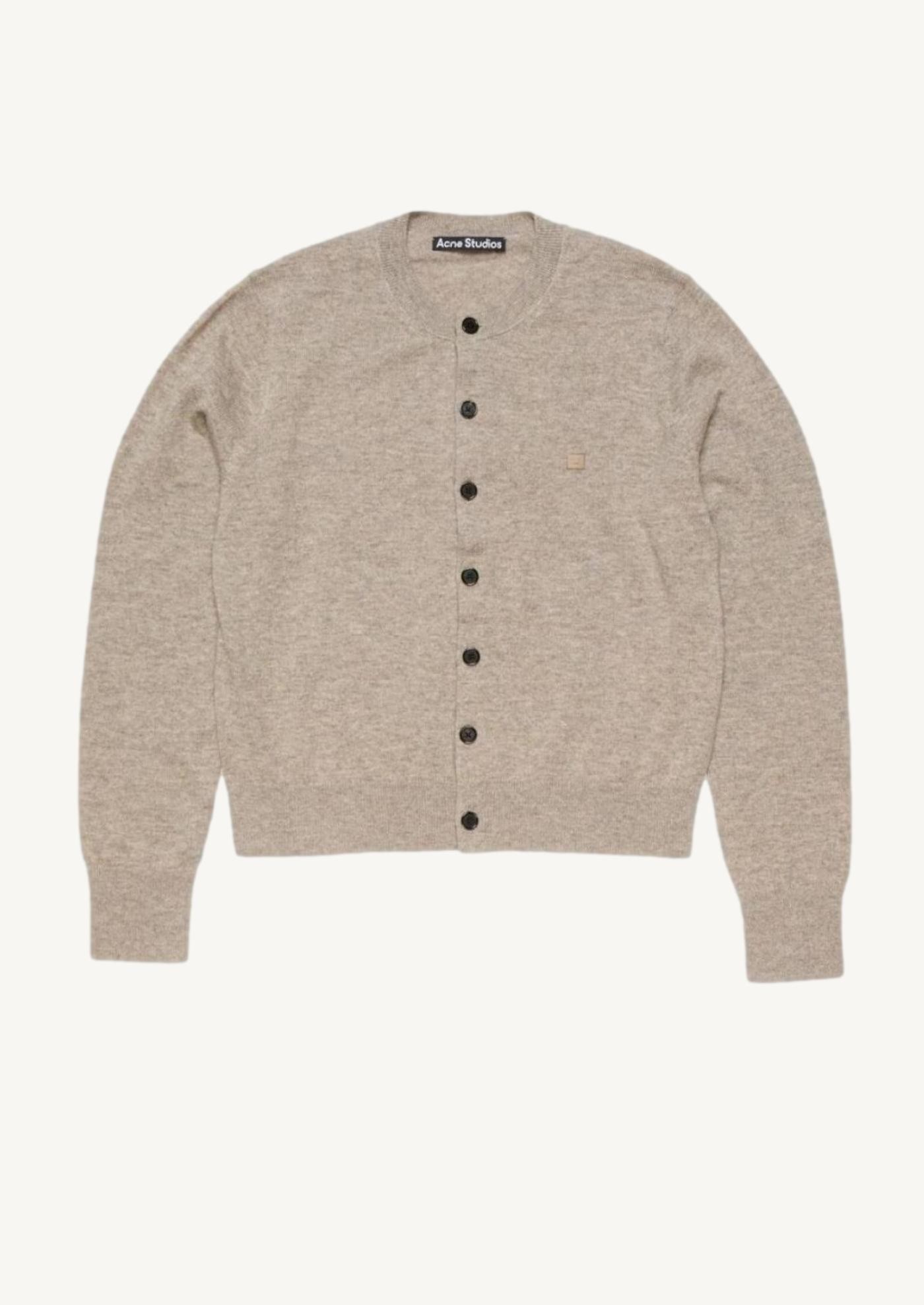 Fitted greige yak wool cardigan