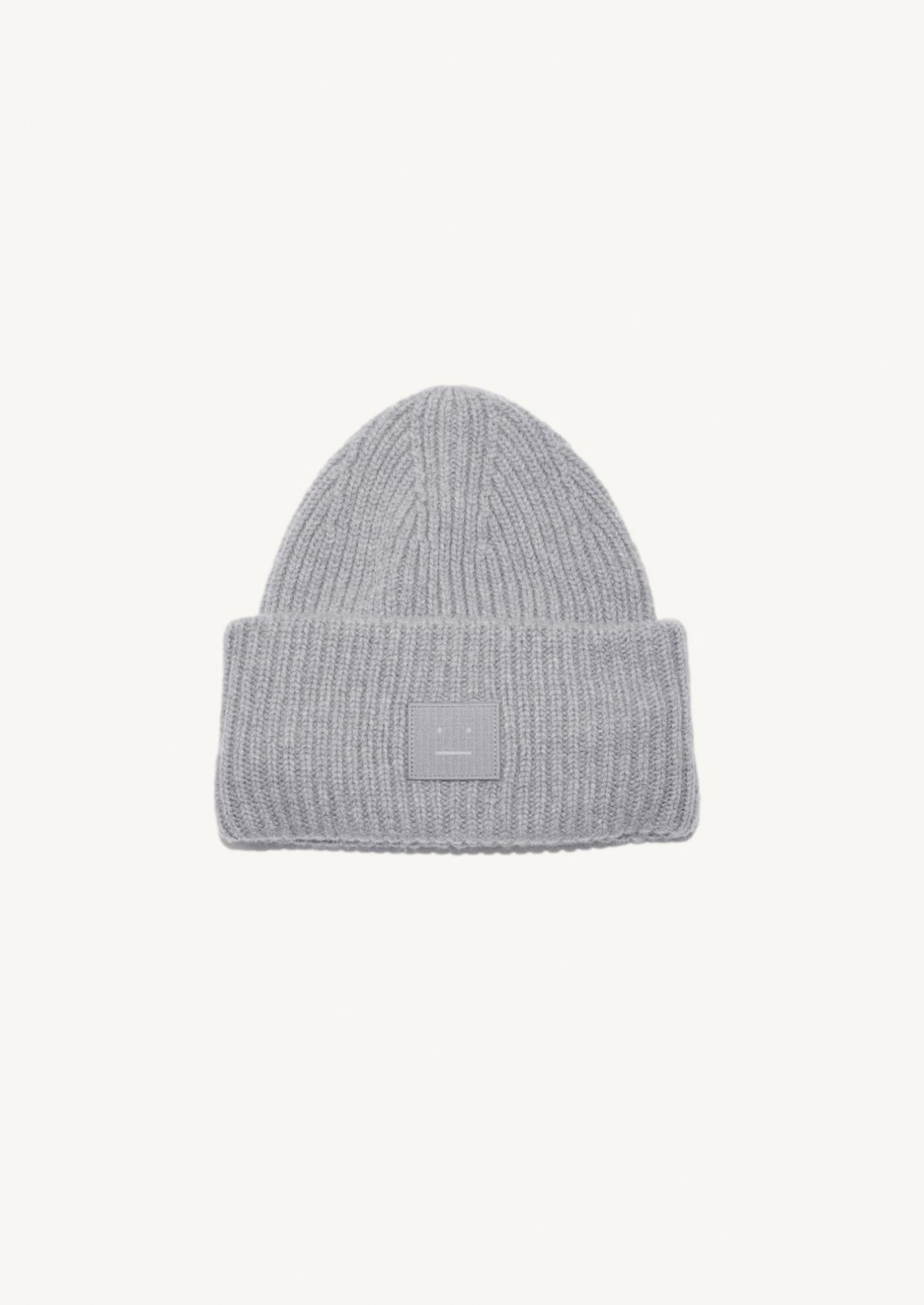 Beanie large logo face grey