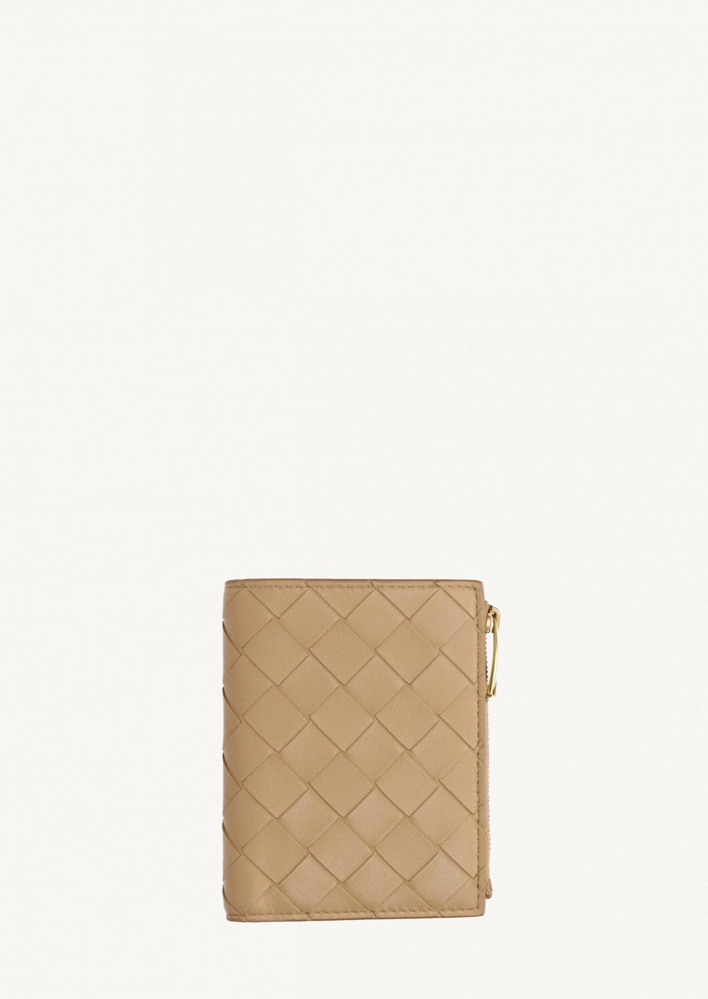 Petit portefeuille Bi-Fold Intrecciato marron pâle