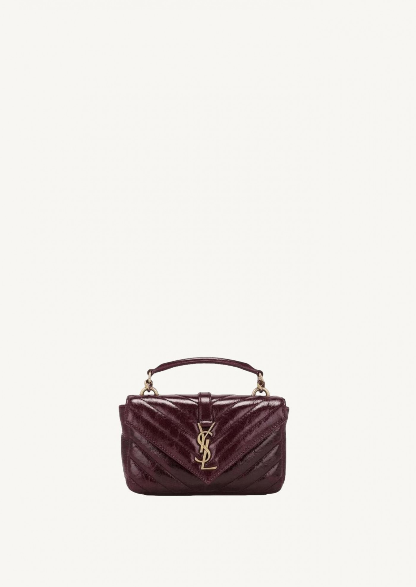 Mini college in glossy leather hot wine
