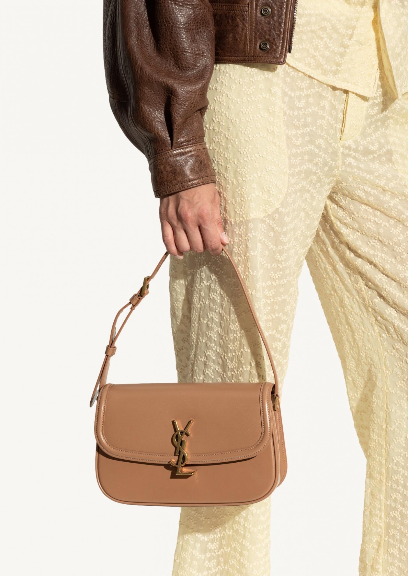 Solferino medium en box Saint Laurent noisette