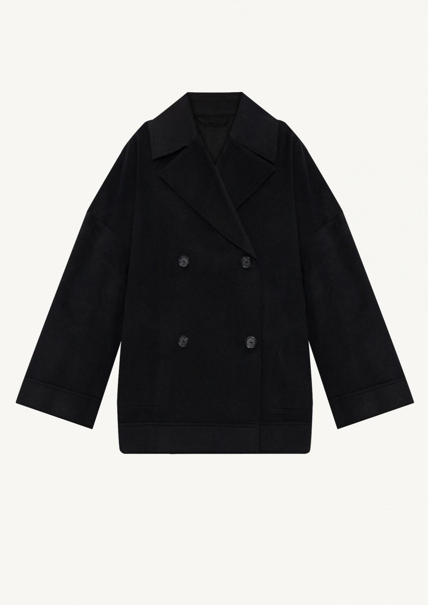 Short black wool coat