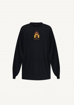 Balenciaga ブラック Burning Unity 長袖Tシャツ Balenciaga ブラック Burning Unity 長袖Tシャツ Balenciaga