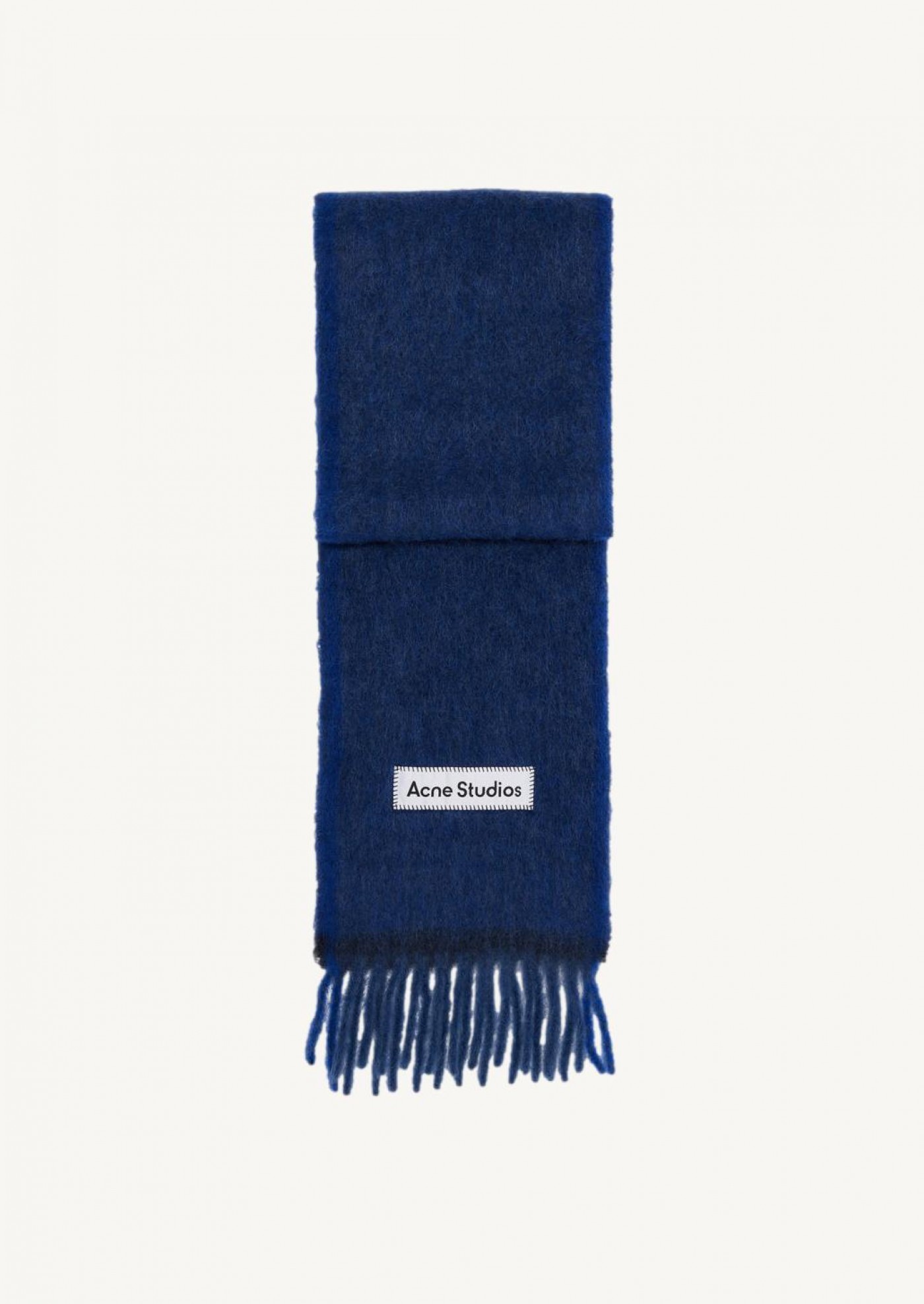Narrow scarf in navy and black wool and mohair