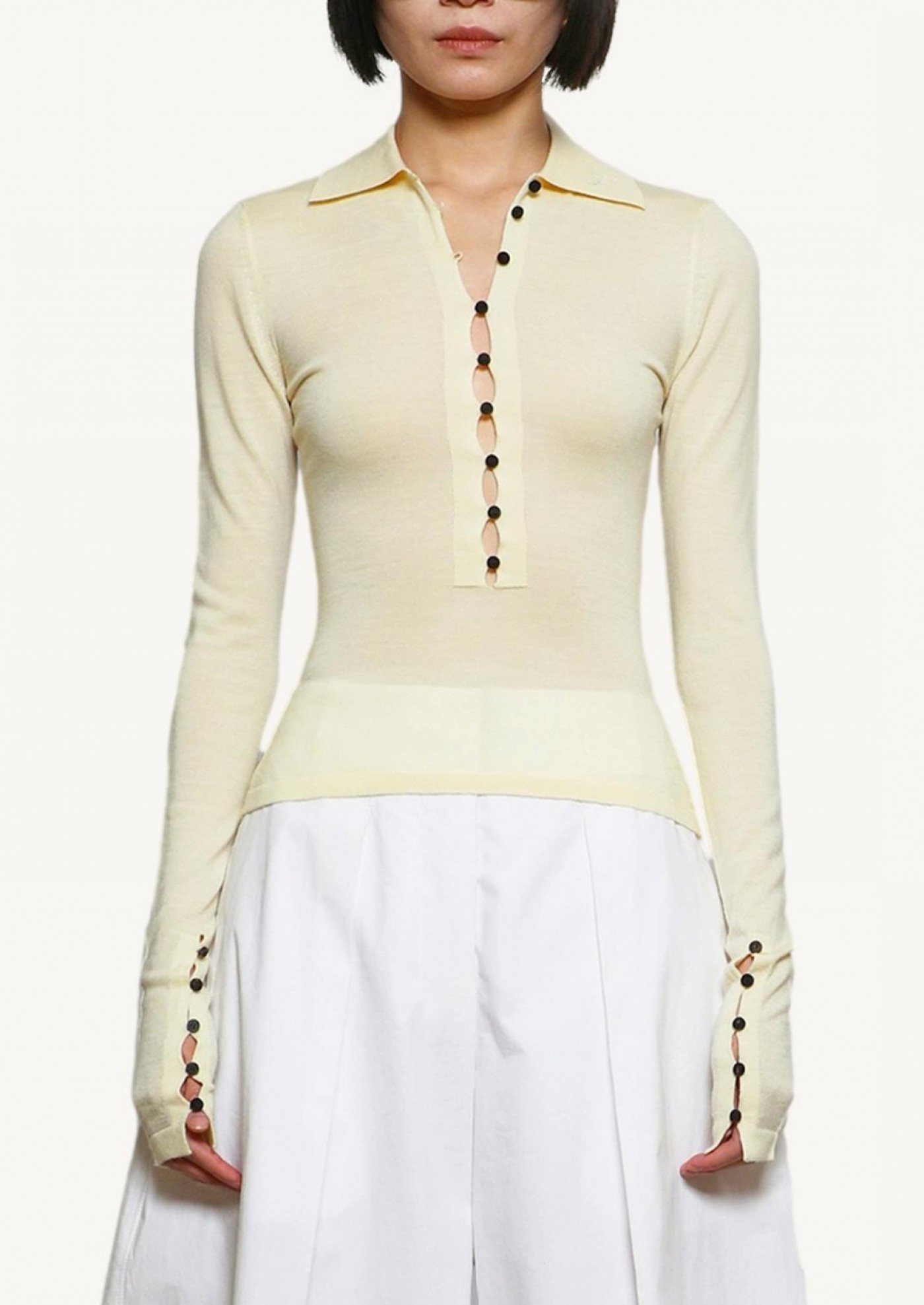 Le polo Merino manches longues jaune