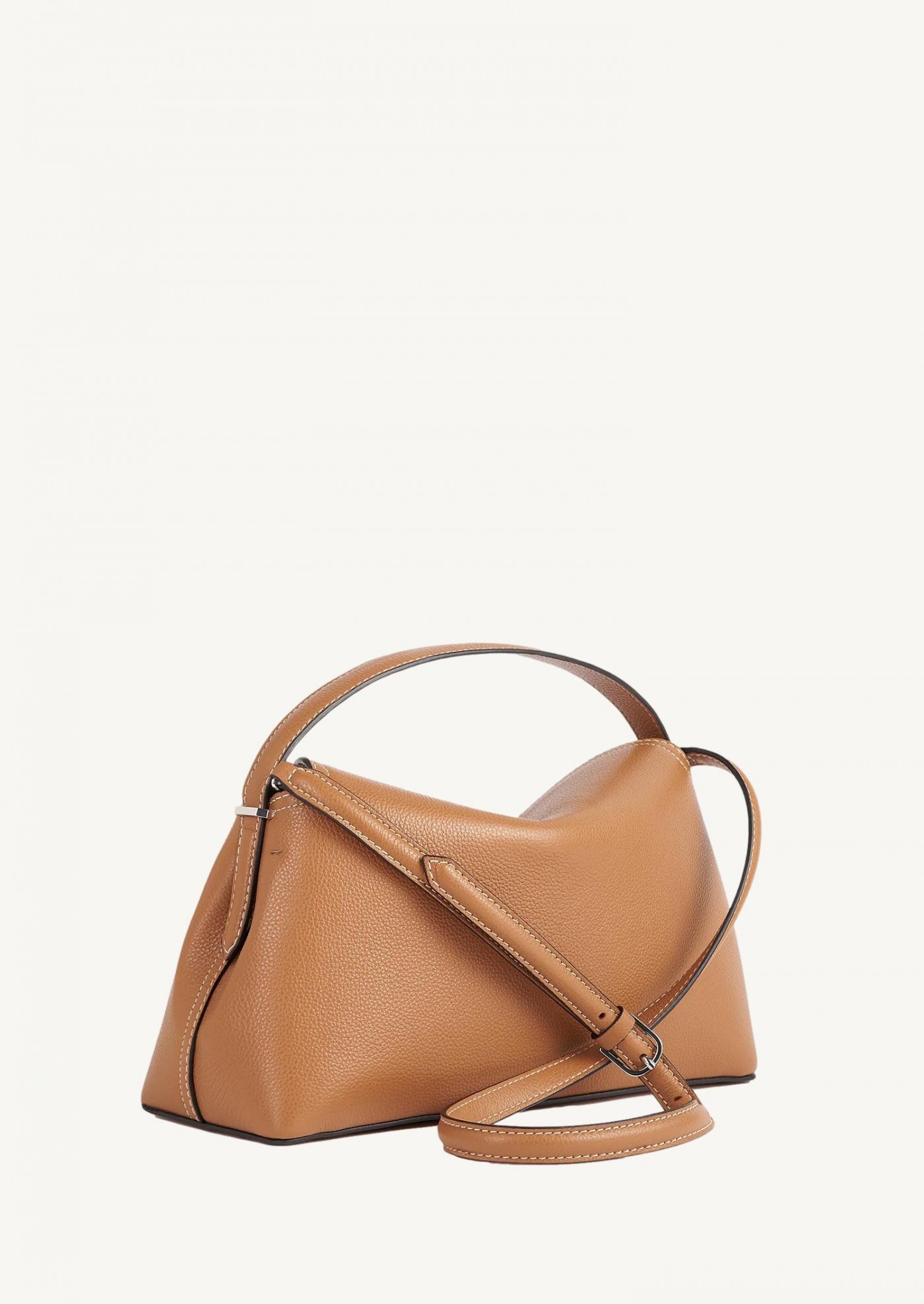 T-Lock grained-leather top handle tan