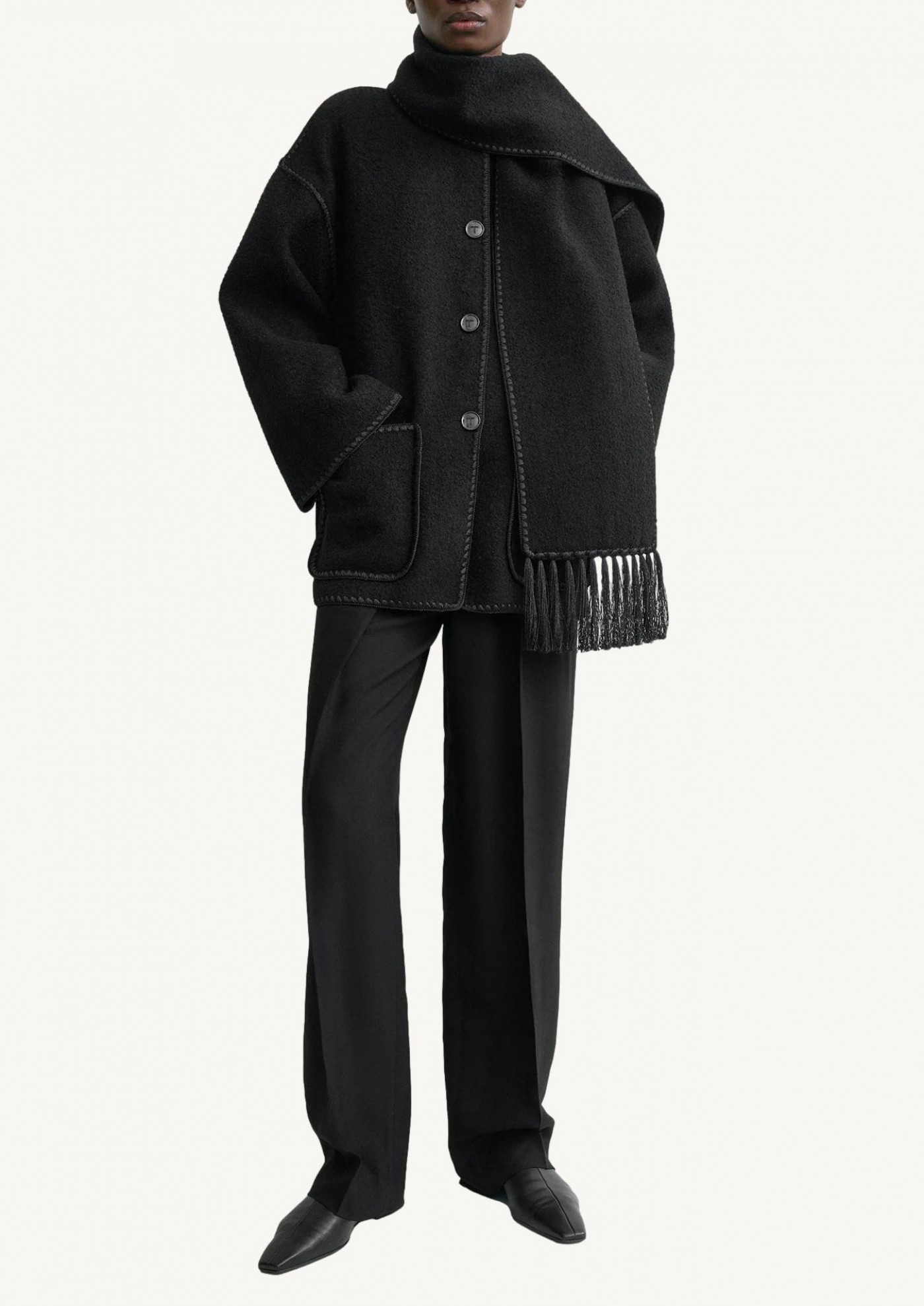 Embroidered scarf jacket black Totême