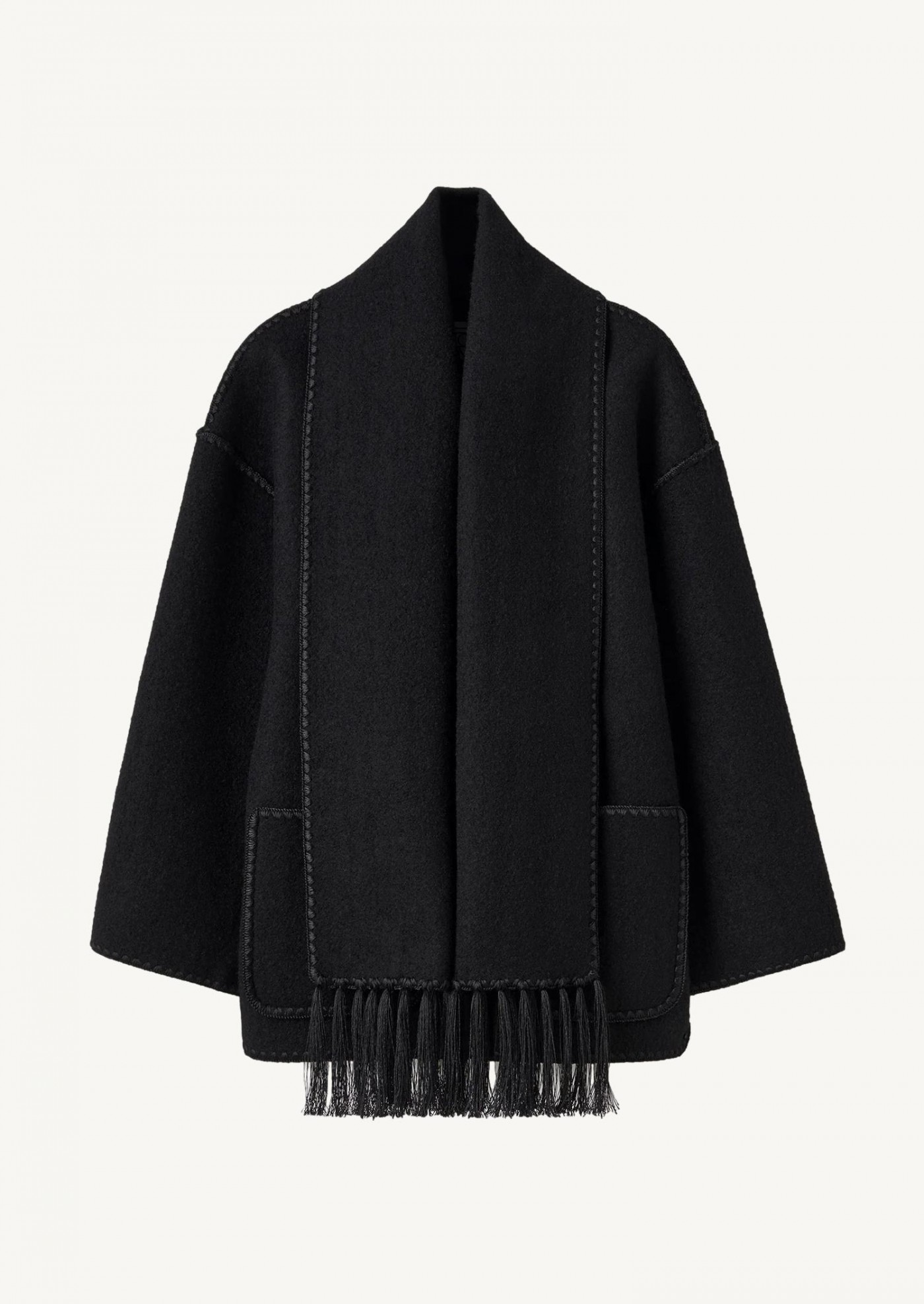 Embroidered scarf jacket black