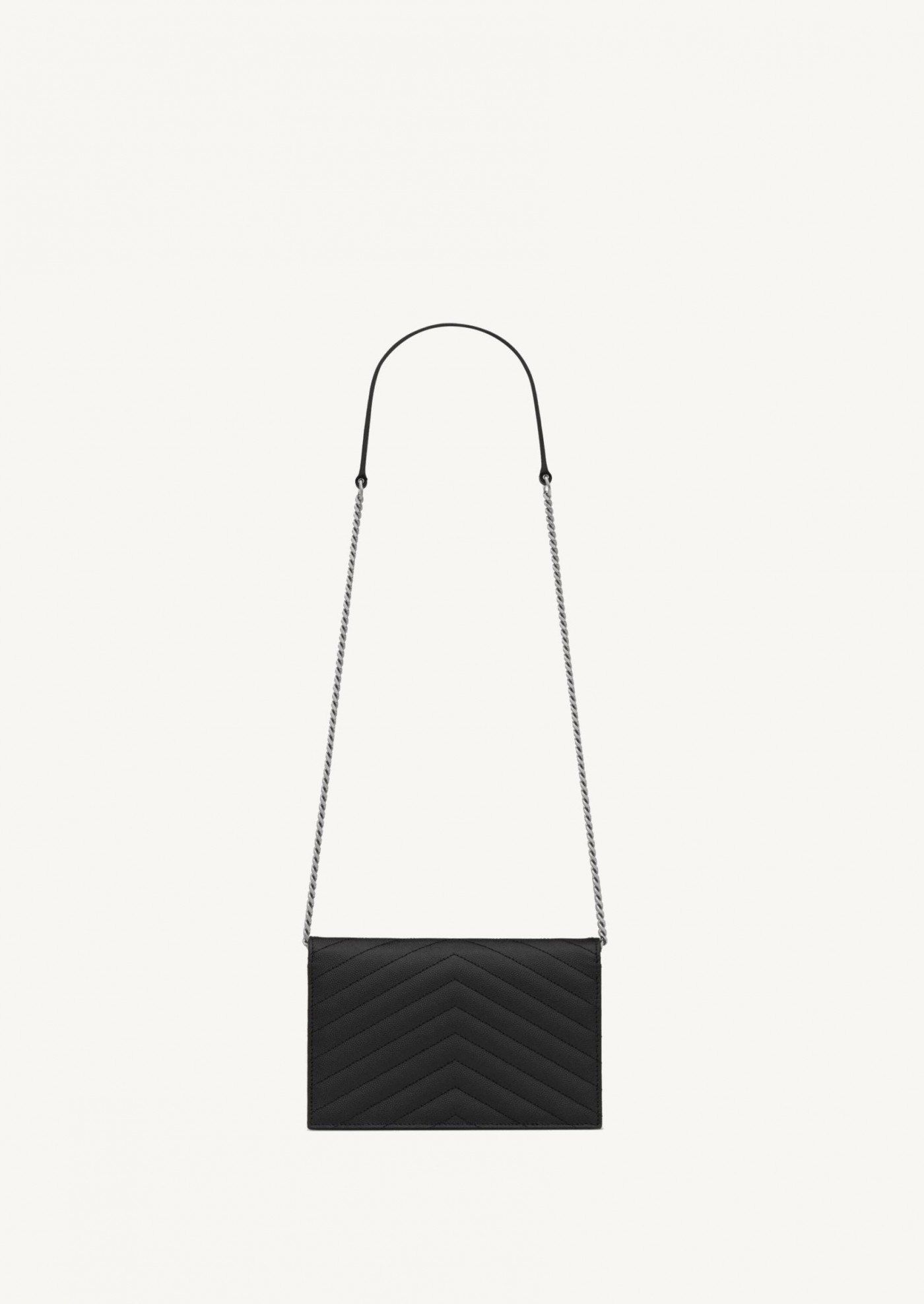 Cassandre envelope chain wallet in black and silver