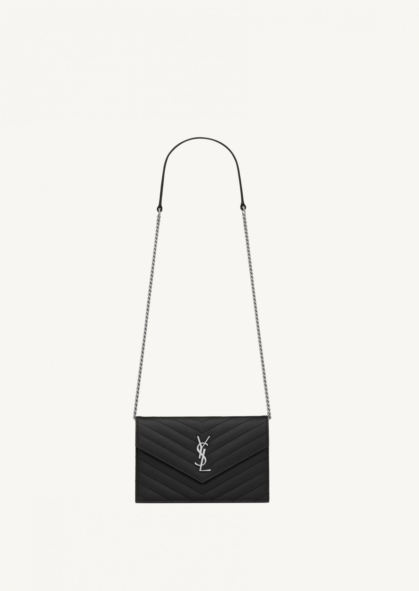 Cassandre envelope chain wallet en noir et argent