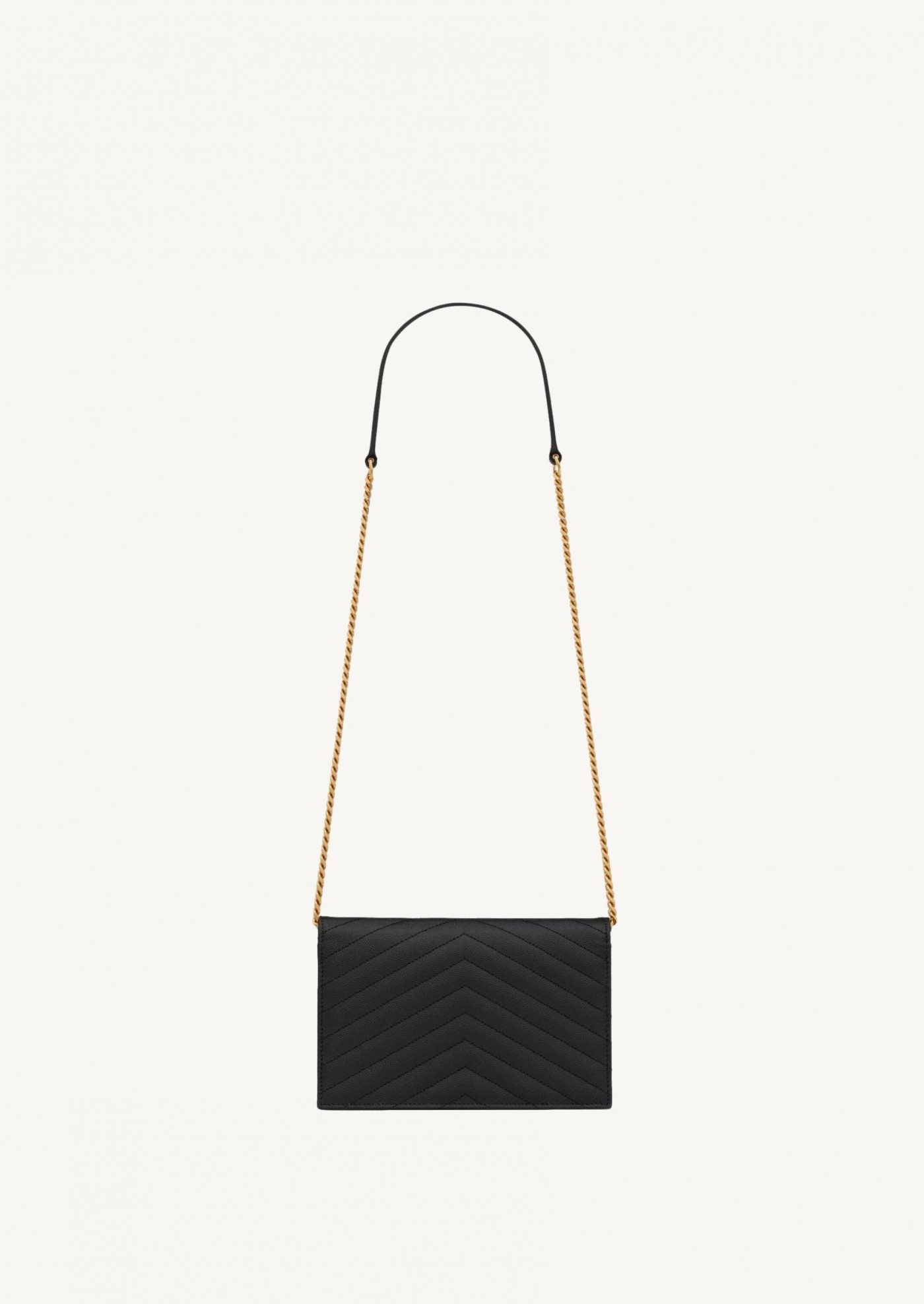 Cassandre envelope chain wallet in black and gold