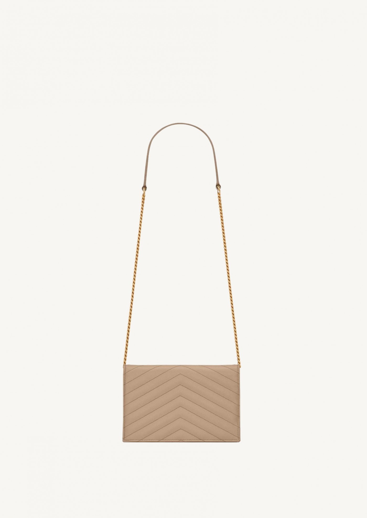 Cassandre envelope chain wallet beige et or