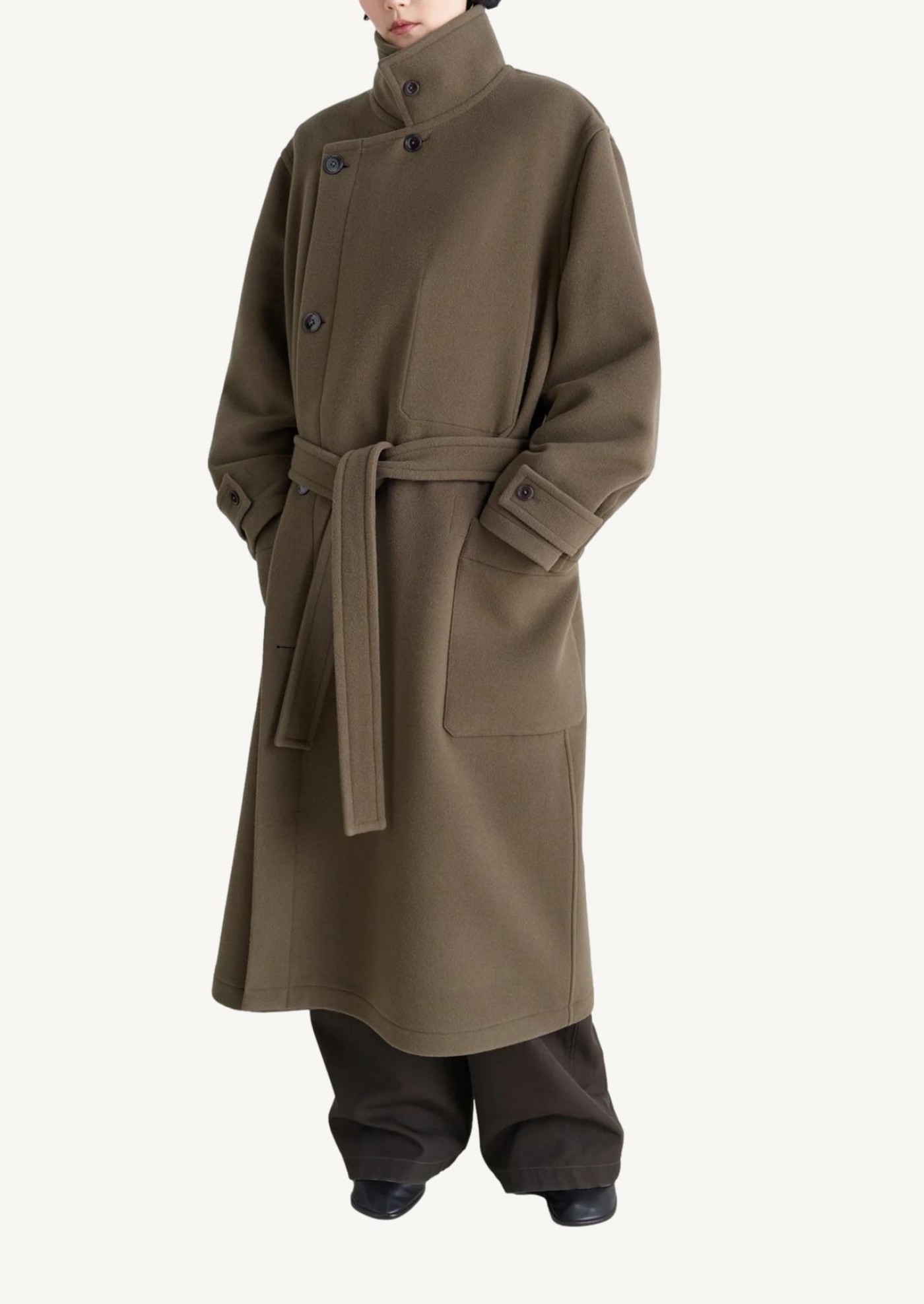 Kaki wrap coat