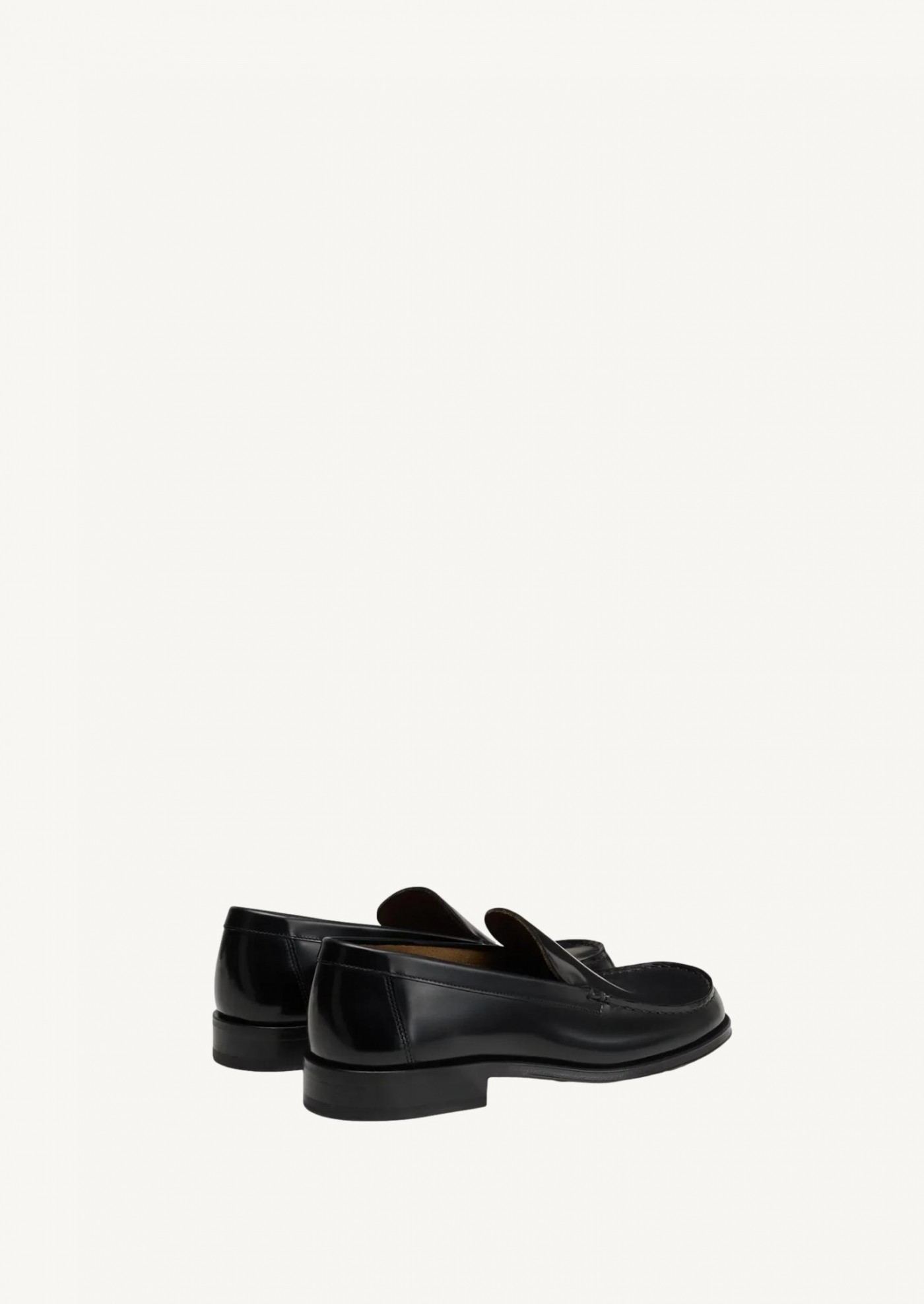 Black shiny leather moccasins