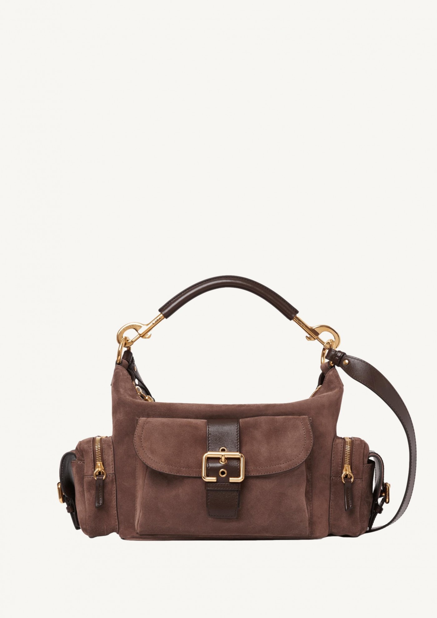 Camera bag in suede leather