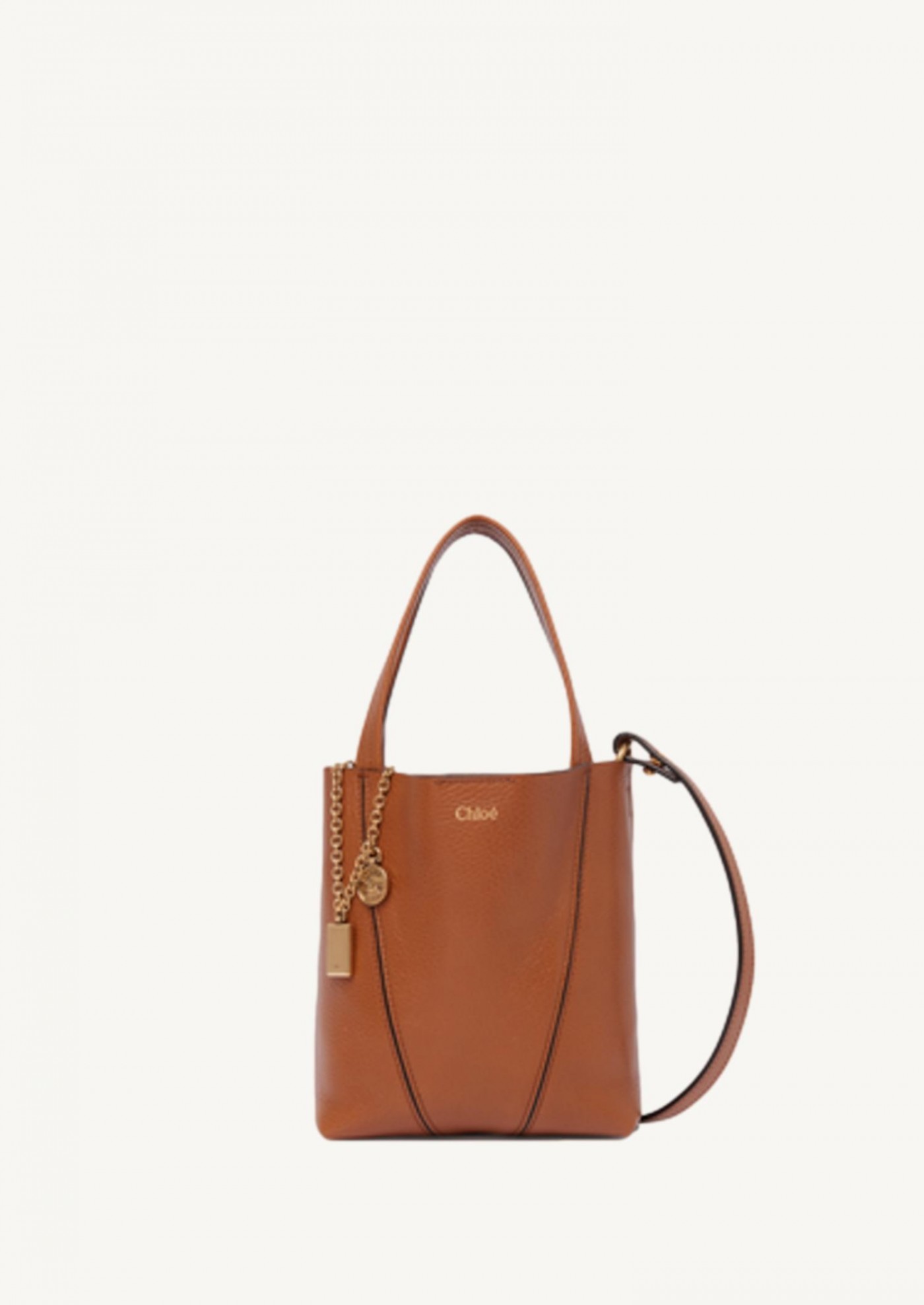 Small Chloé Spin tote bag in clay brown grained leather