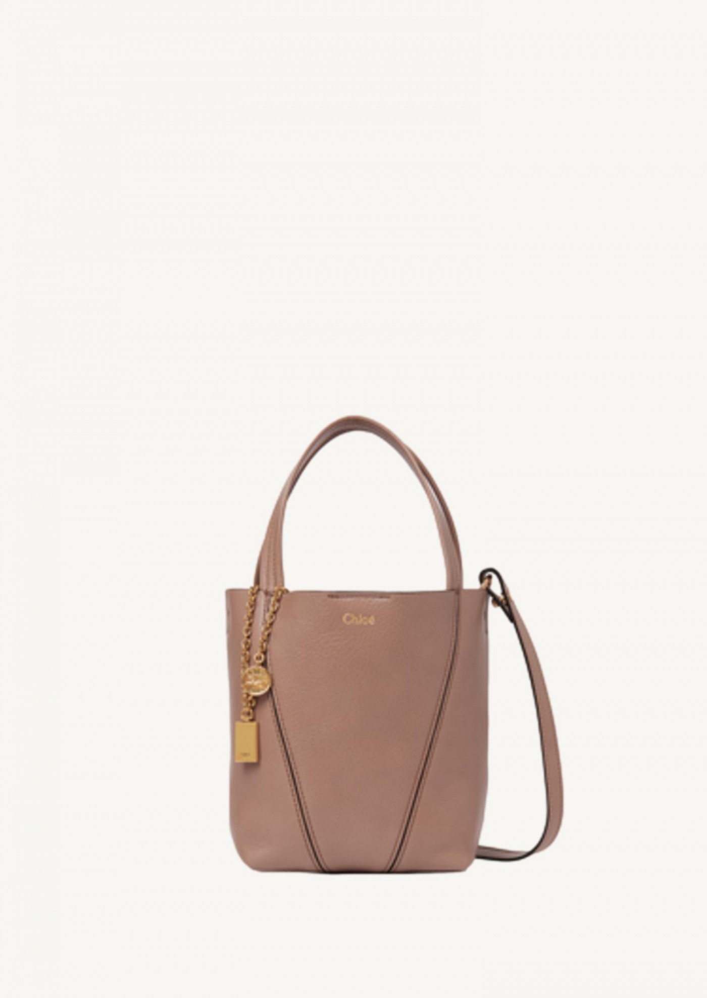 Small Chloé Spin tote bag in pink grained leather