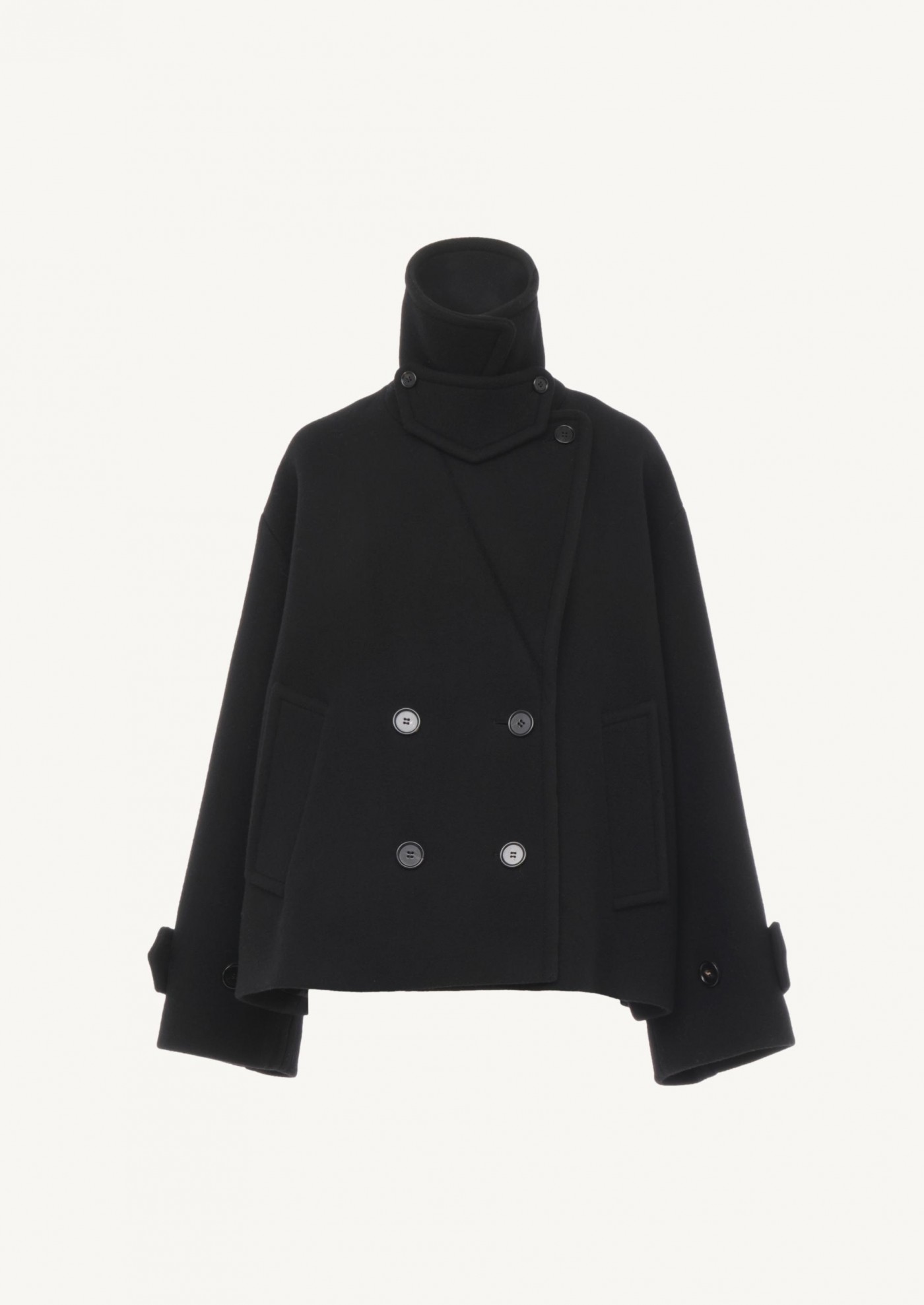 Oversized short wool coat