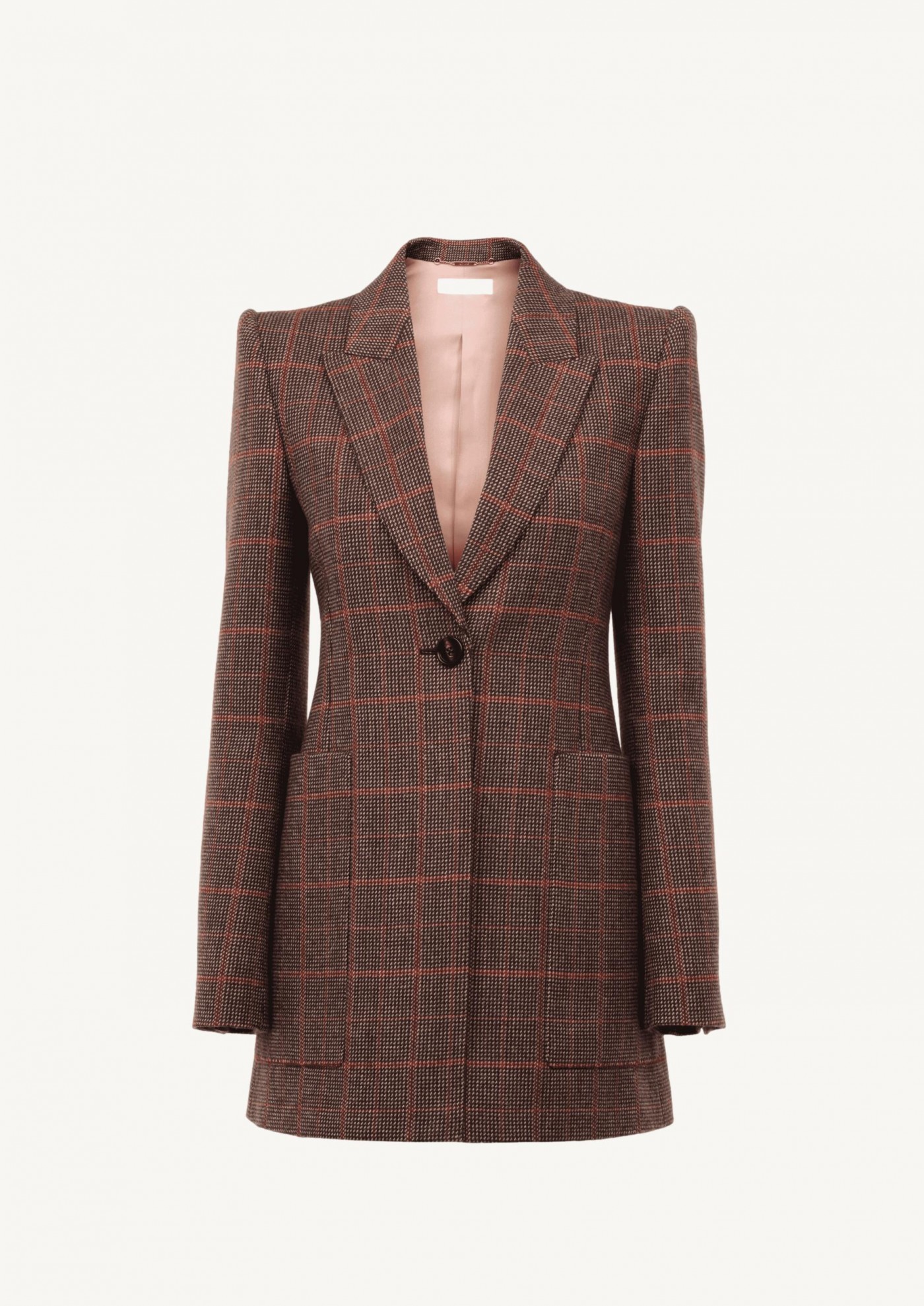 Wool check blazer jacket