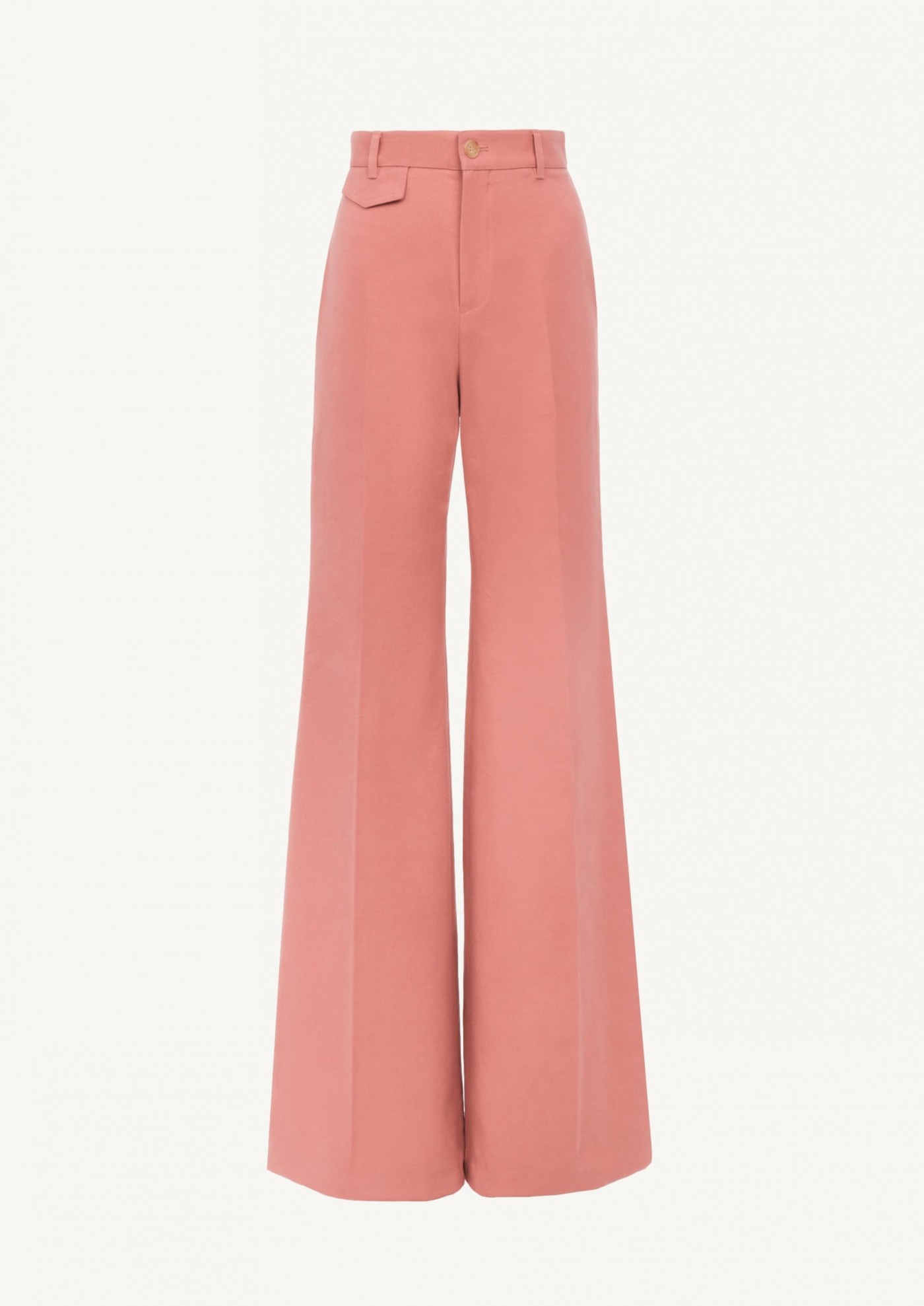 High-waisted flared pants in cotton pink