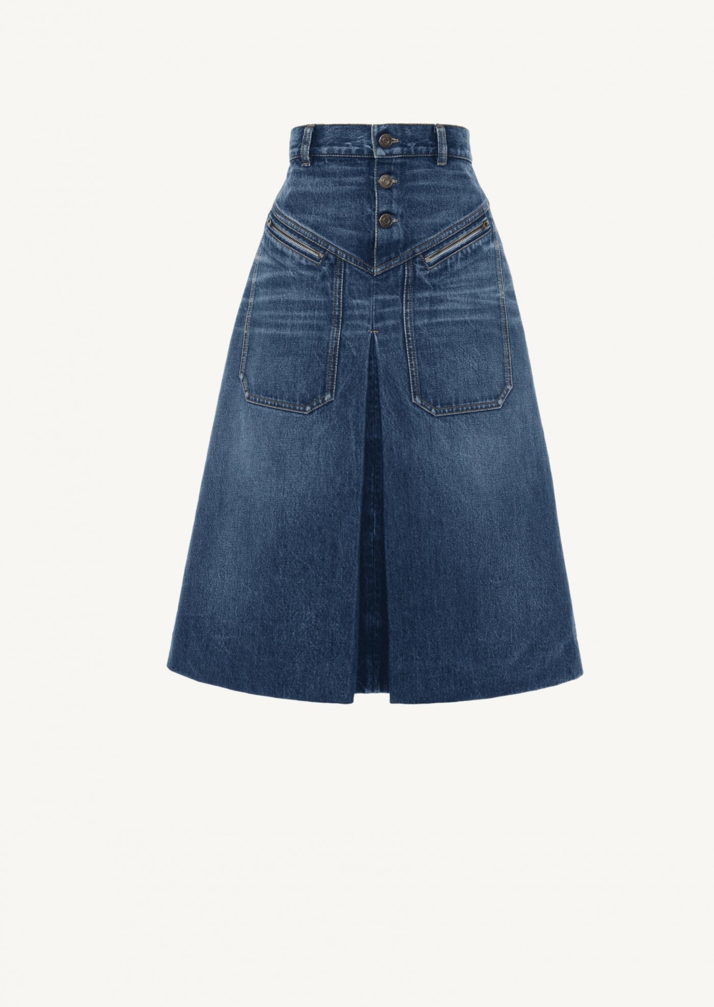 Mid-length denim skirt