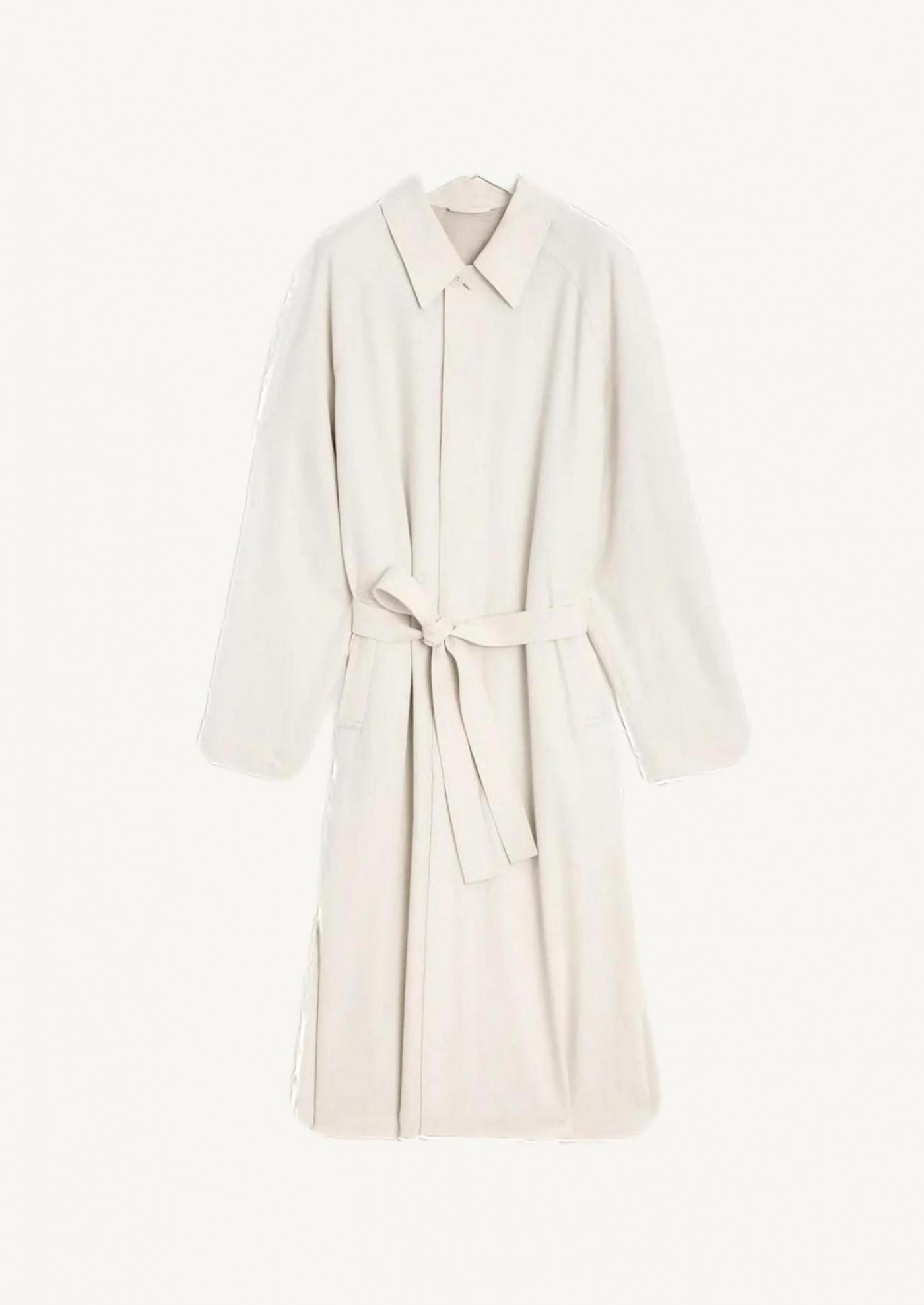 Belted overcoat with slits