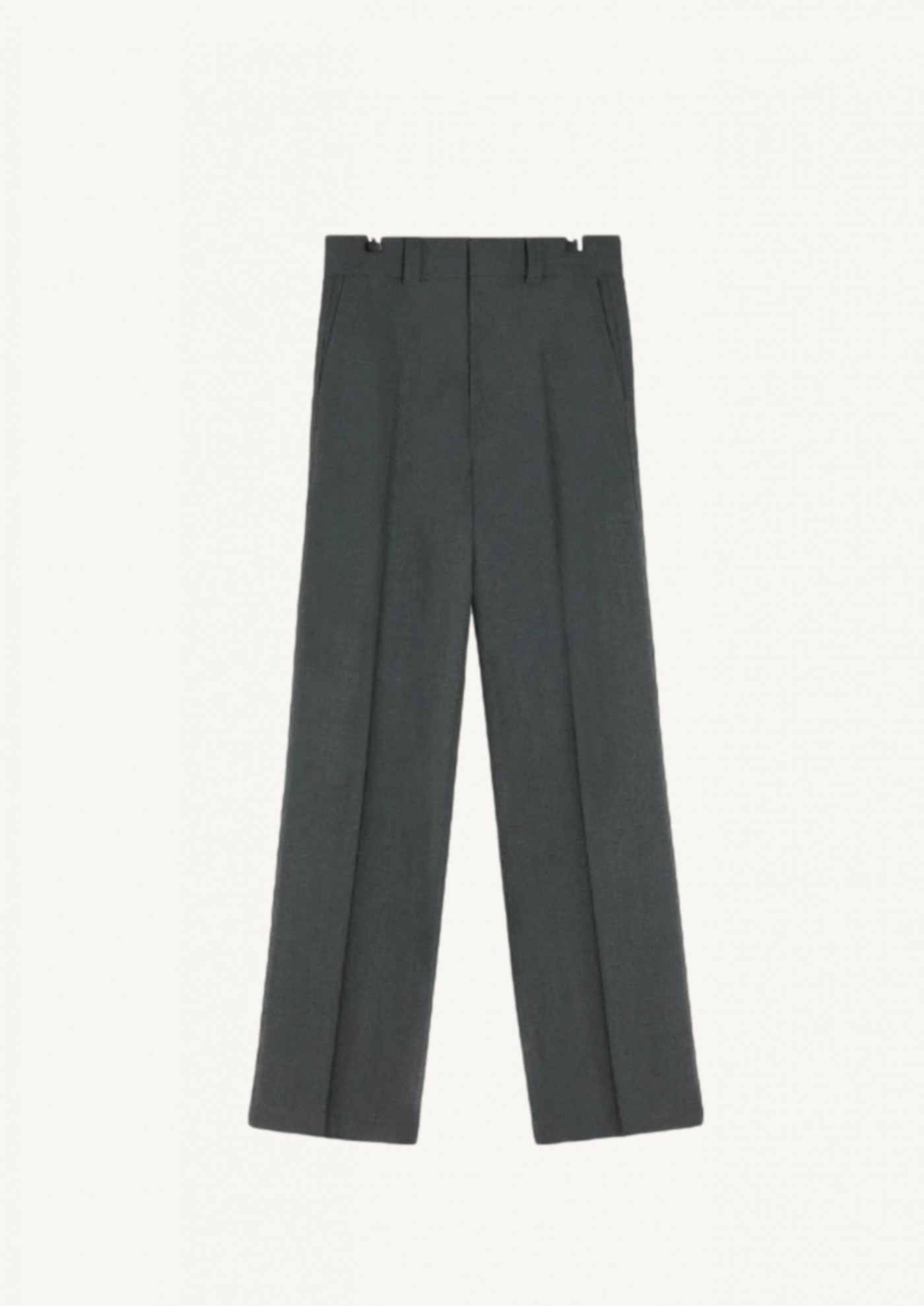 Dark grey straight-leg suit trousers