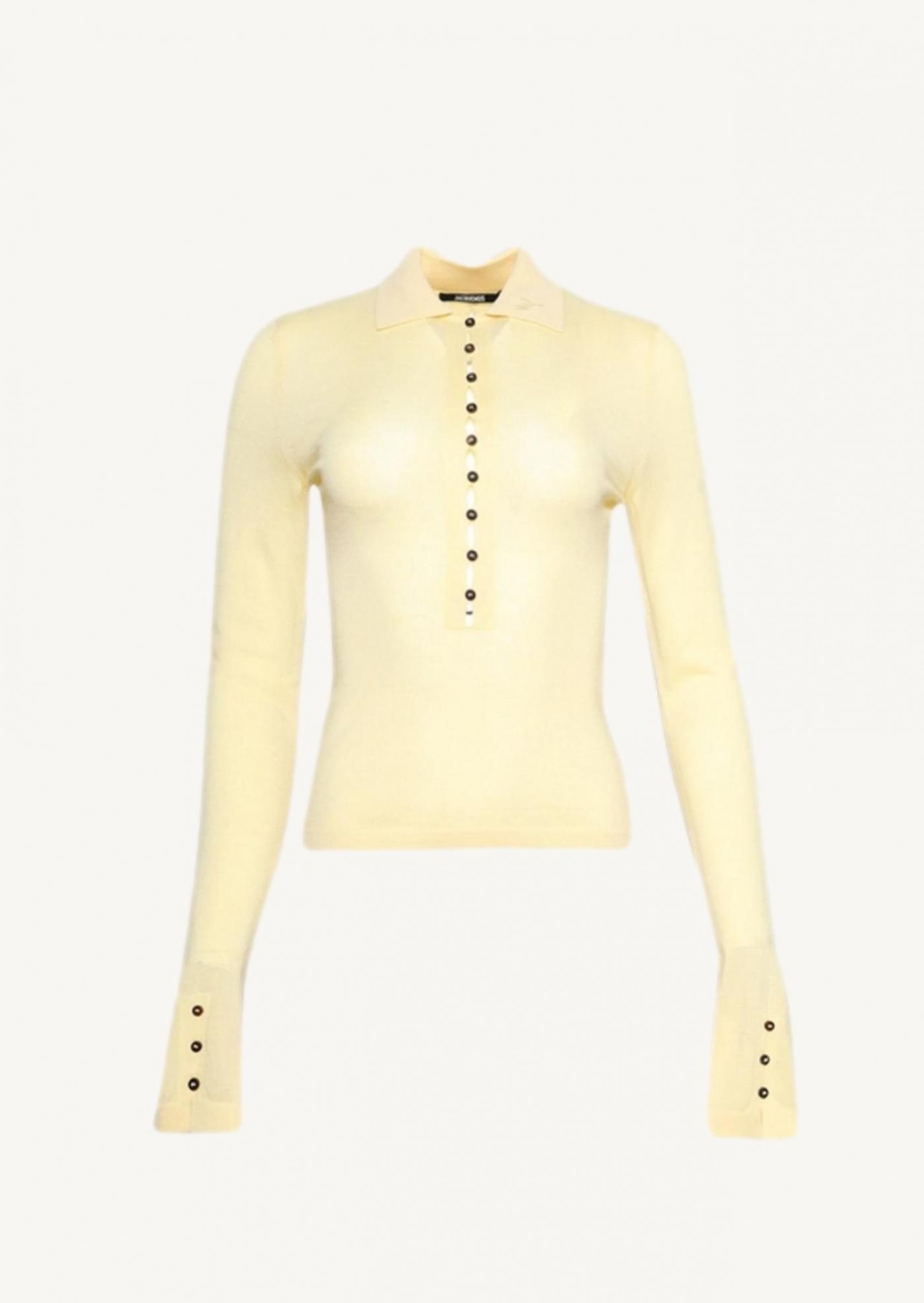 The yellow long-sleeved Merino polo shirt