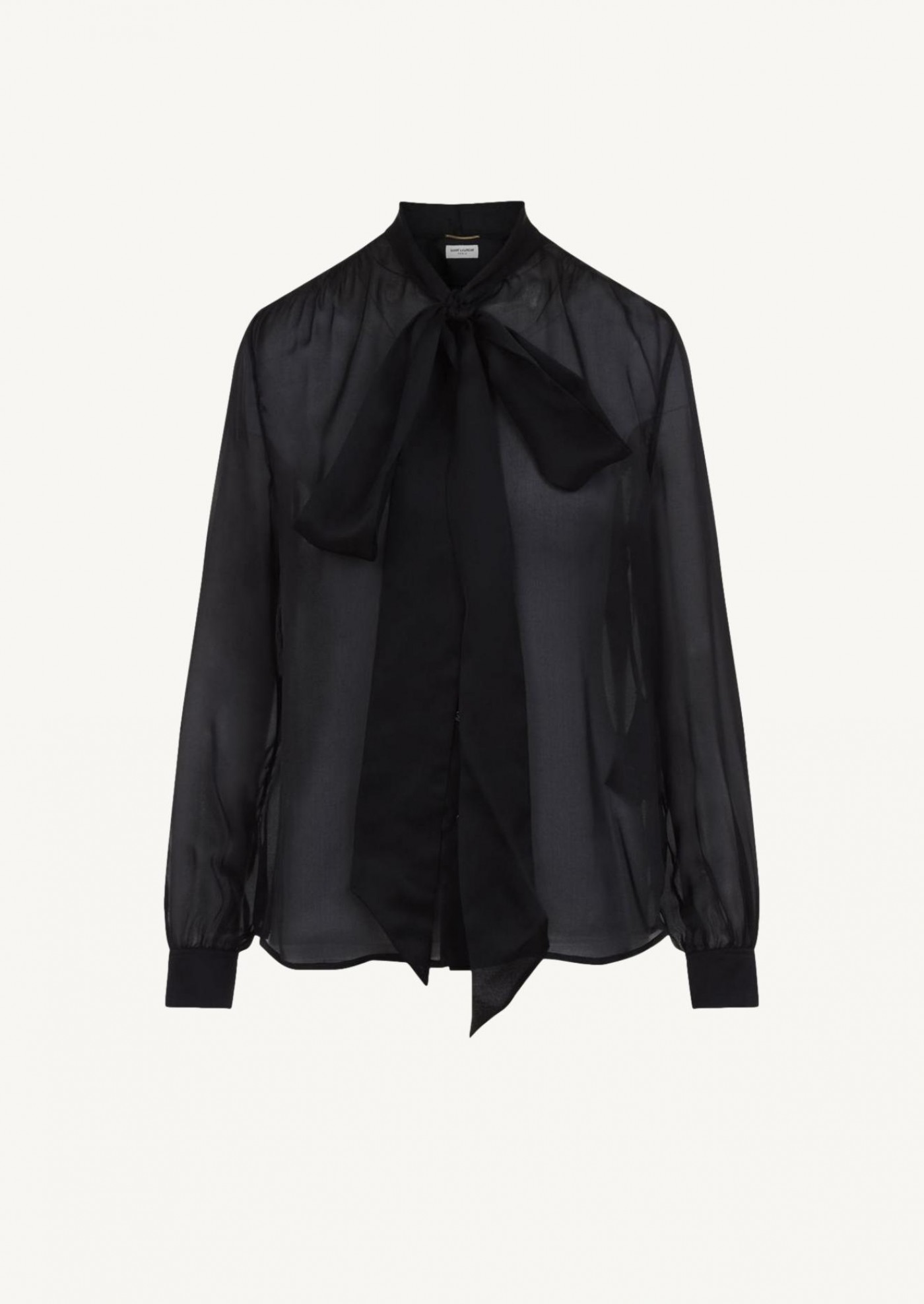 Blouse in black silk charmeuse