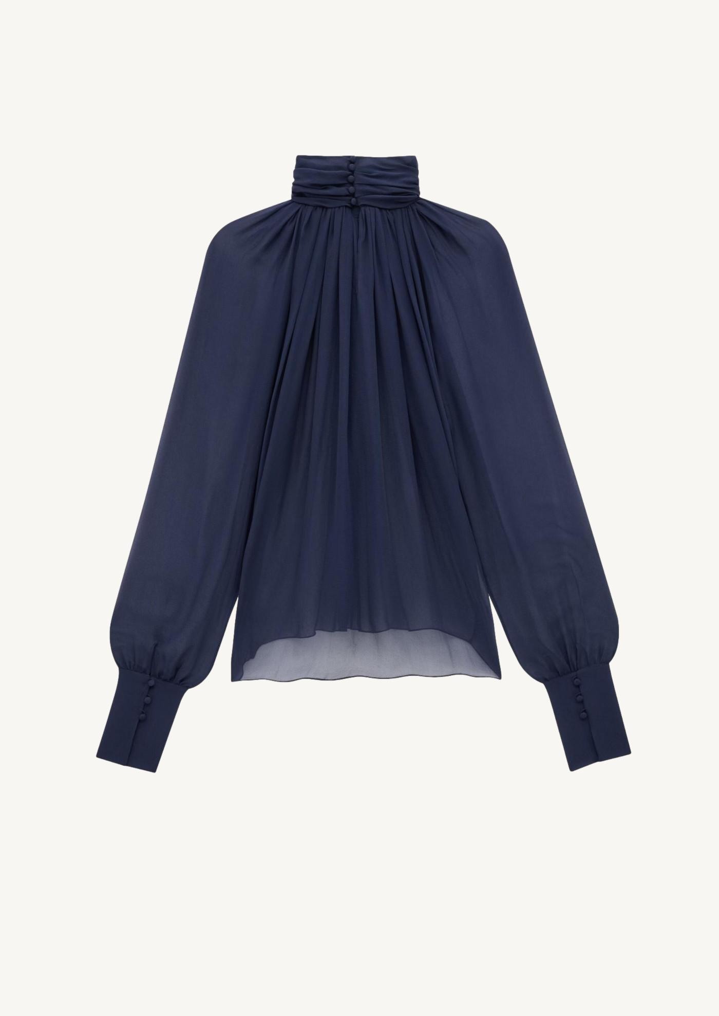 Silk chiffon blouse blue midnight
