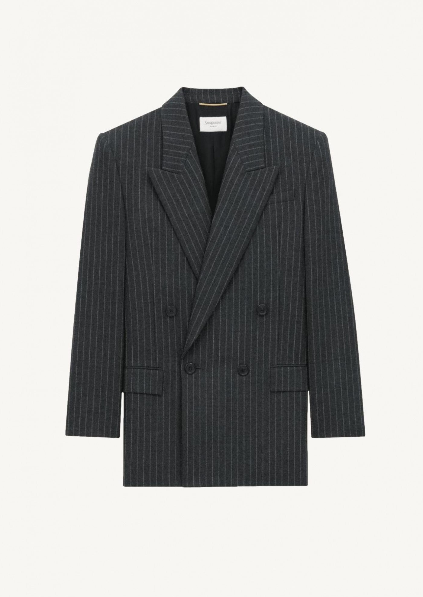 Jacket in striped wool flannel