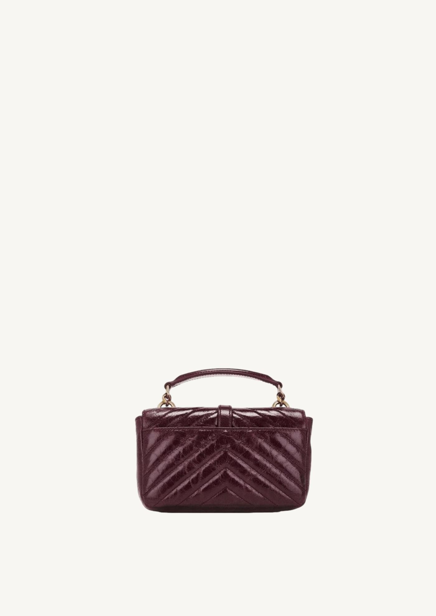 Mini college in glossy leather hot wine
