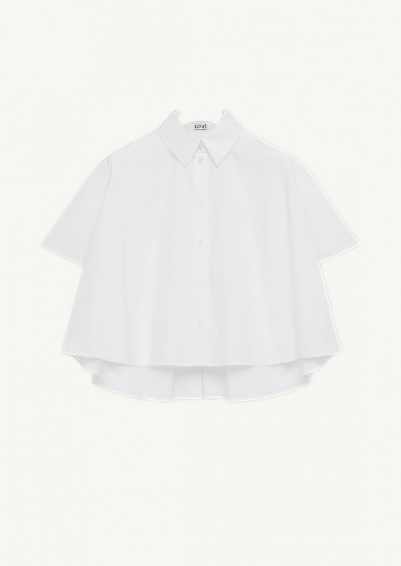 White trapeze shirt with short sleeves