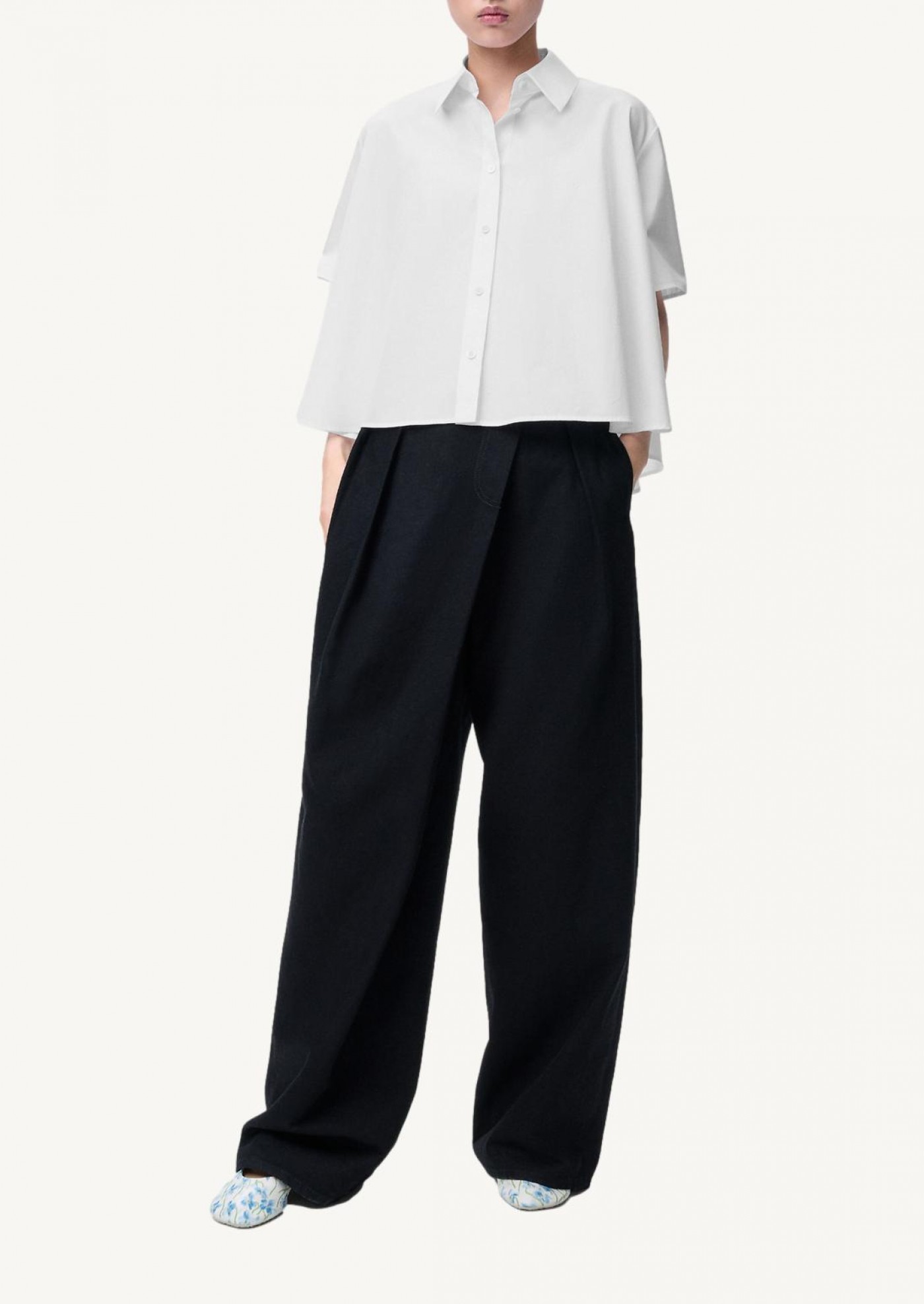 Chemise trapèze à manches courtes blanche