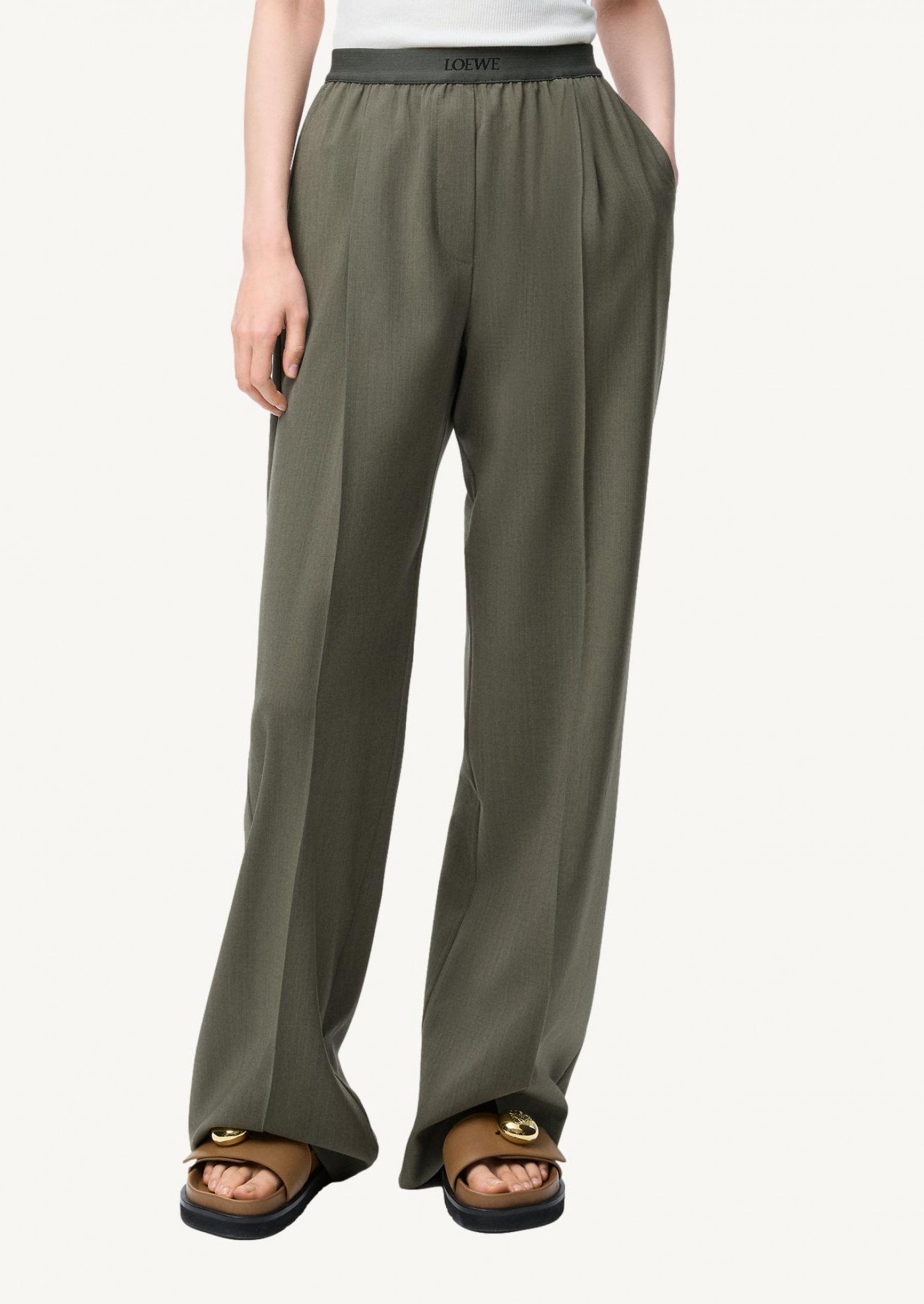 Wool pants, khaki